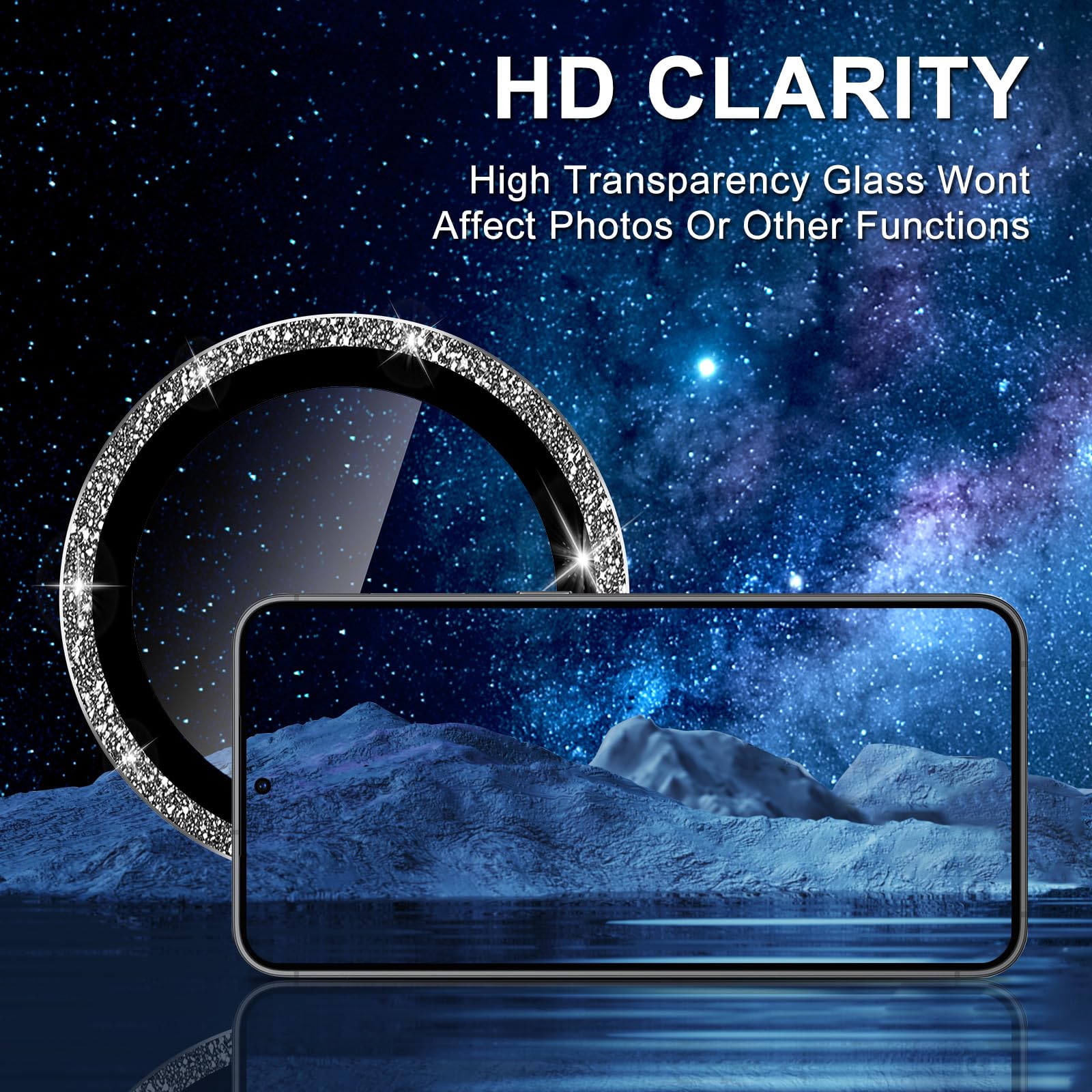 for Samsung Galaxy S26 Ultra Camera Lens Protector, Electroplated Matte Back with 9H Tempered Glass Lens Protector, [Strong Adsorption] [Case-Friendly] Metal Ring HD Clear Lens Cover, Purple: 1 Set-Black Sparkly Samsung Galaxy S25 Plus