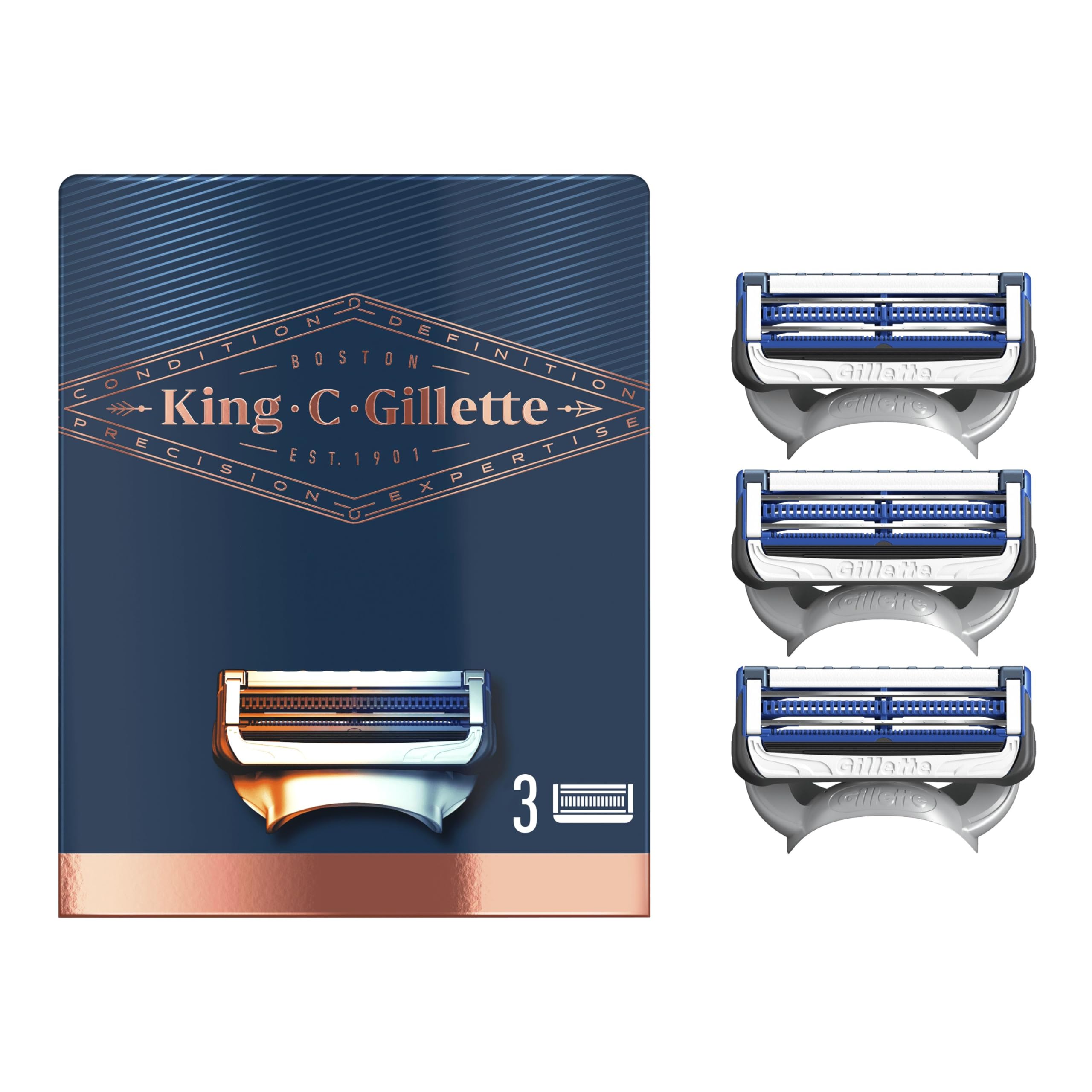 King C. Gillette Cuchillas de Afeitar Hombre para Máquina de Afeitar con SkinGuard, Paquete de 3 de Recambios