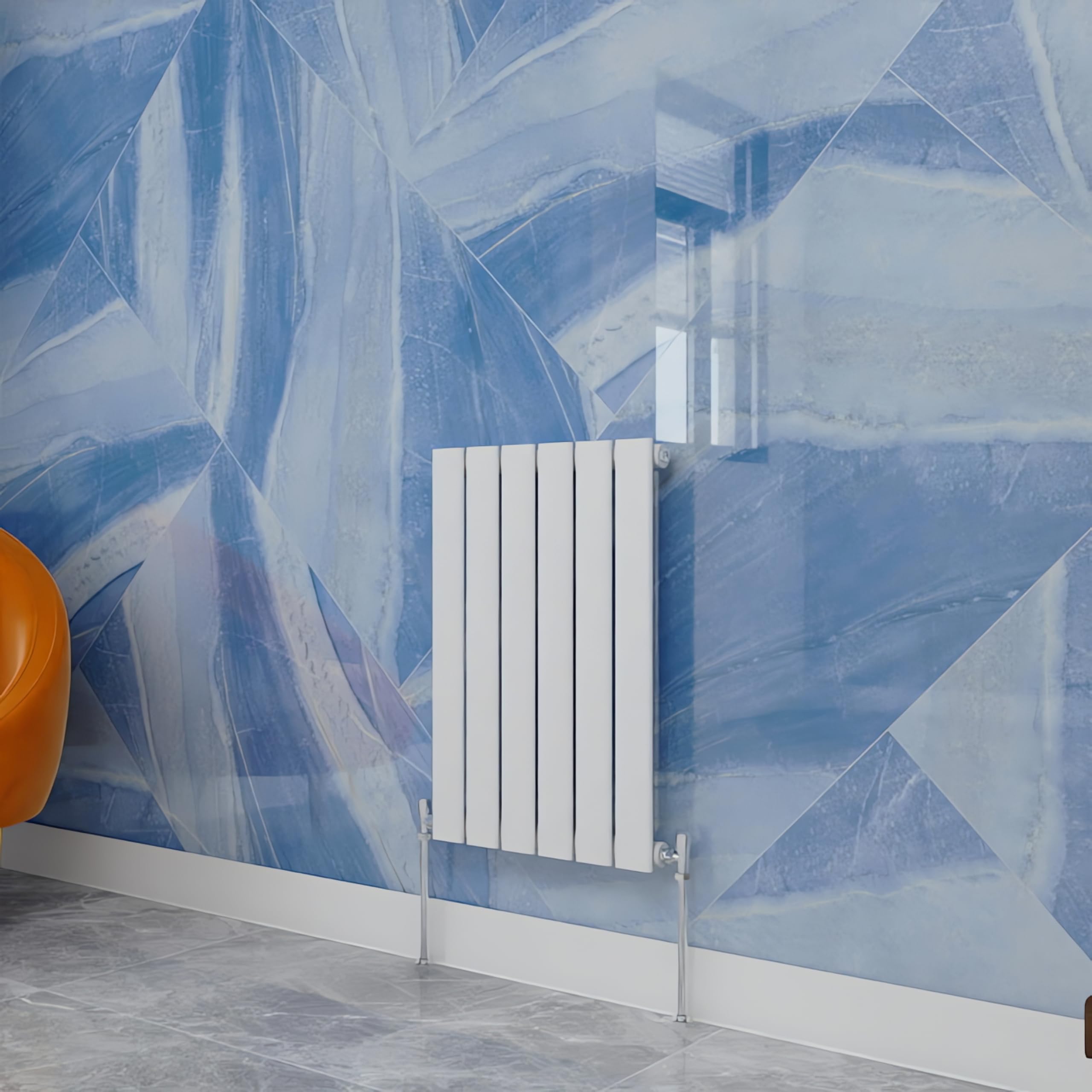 Simple Bathrooms White Central Heating Radiator,600X408mm Horizontal Flat Single Panel Column Energy-Efficient For Morden Multi-Scene