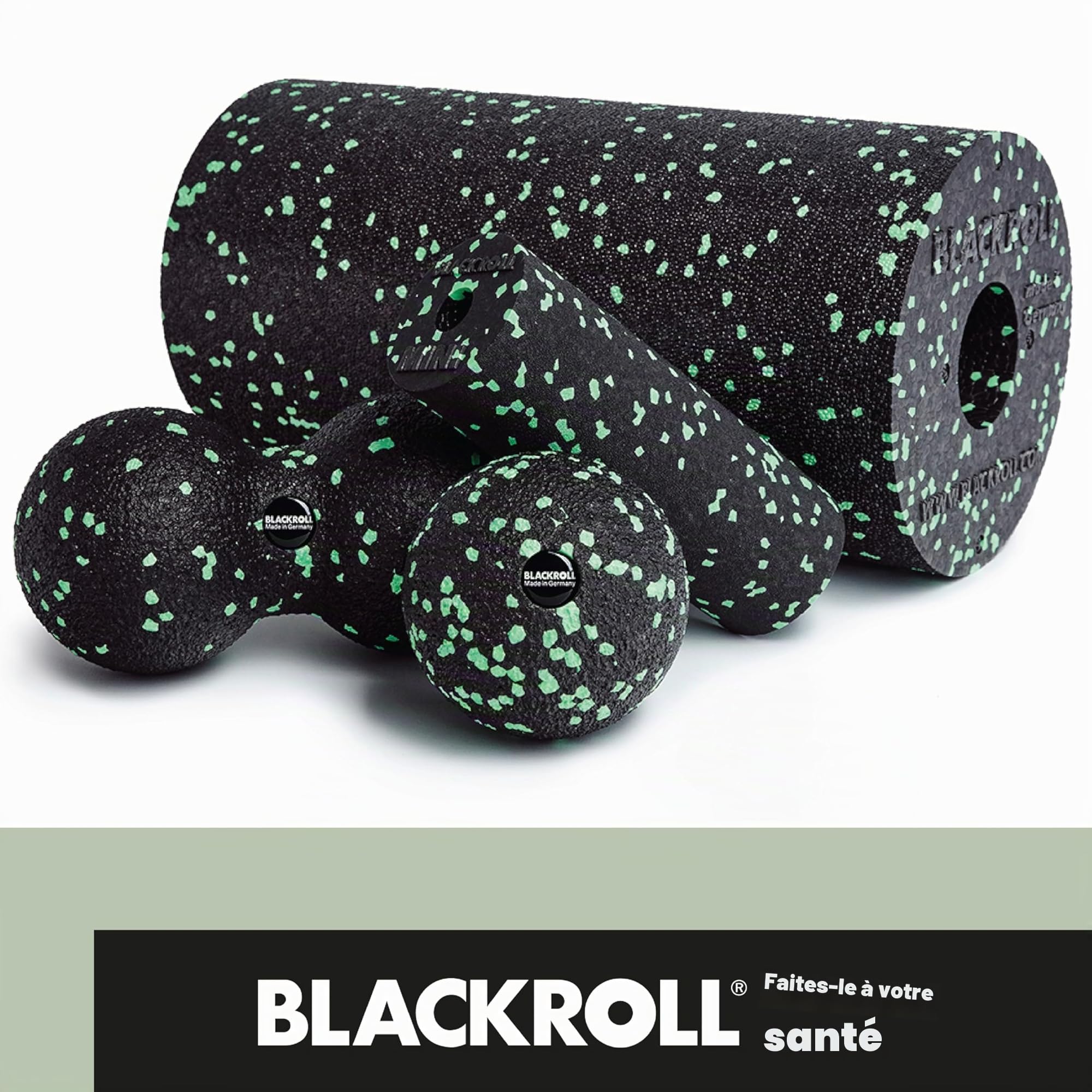 BLACKROLL® BLACKBOX | Kit de massage avec rouleau, balle et duoball de massage | Set d'automassage et de yoga pour massage efficace des trigger points | Kit pour fascias