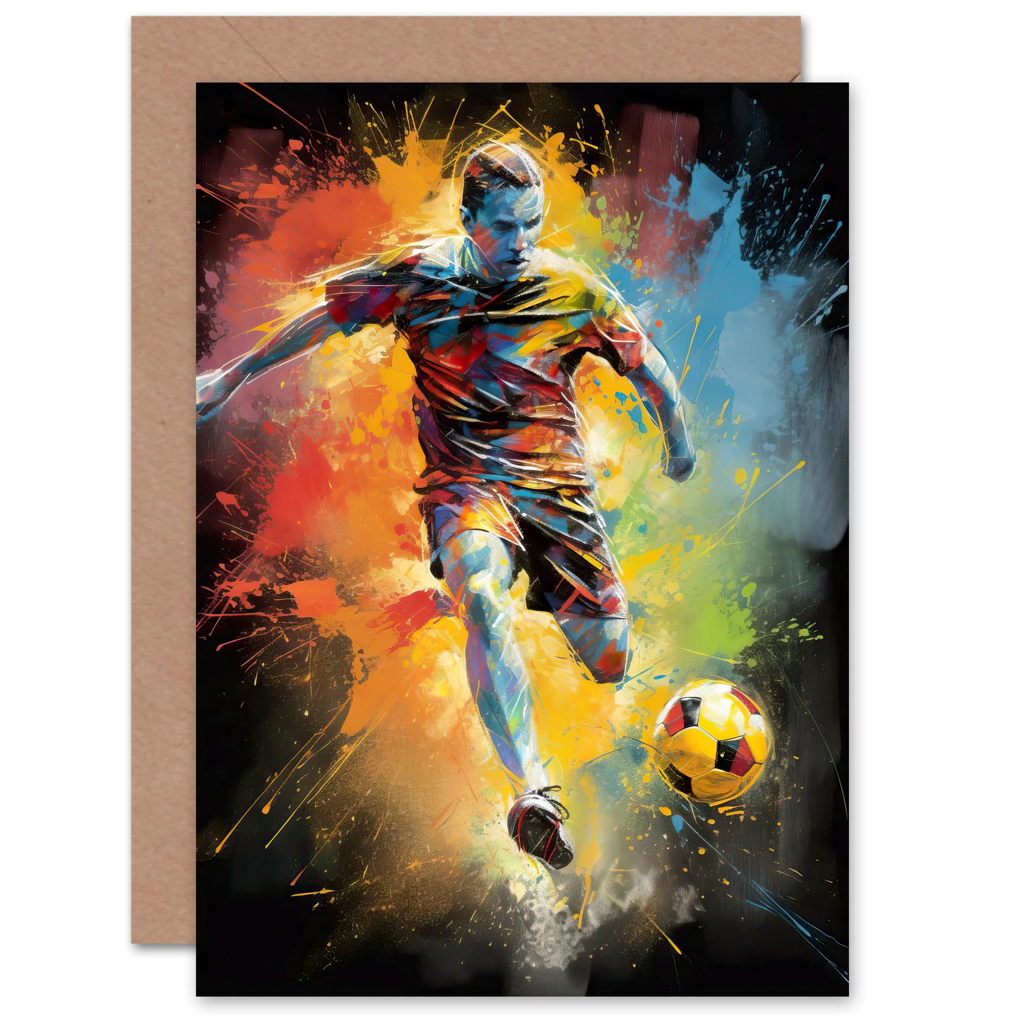 Artery8 - Greeting Card - Football Fan Soccer Striker - Husband Him Dad Son Brother