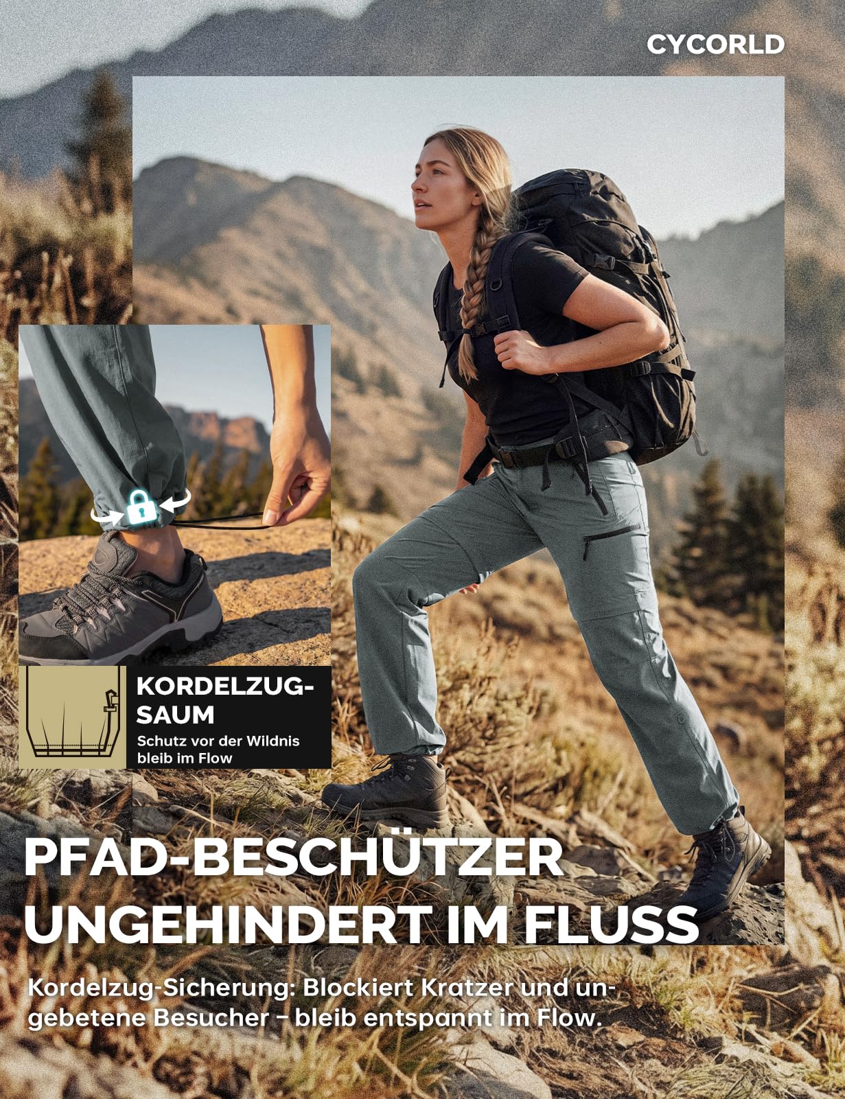 Cycorld Pantalones de Senderismo para Mujer, Convertible Secado Rápido Stretch Ligero Cremallera Fuera Pantalones con 5 Bolsillos Profundos