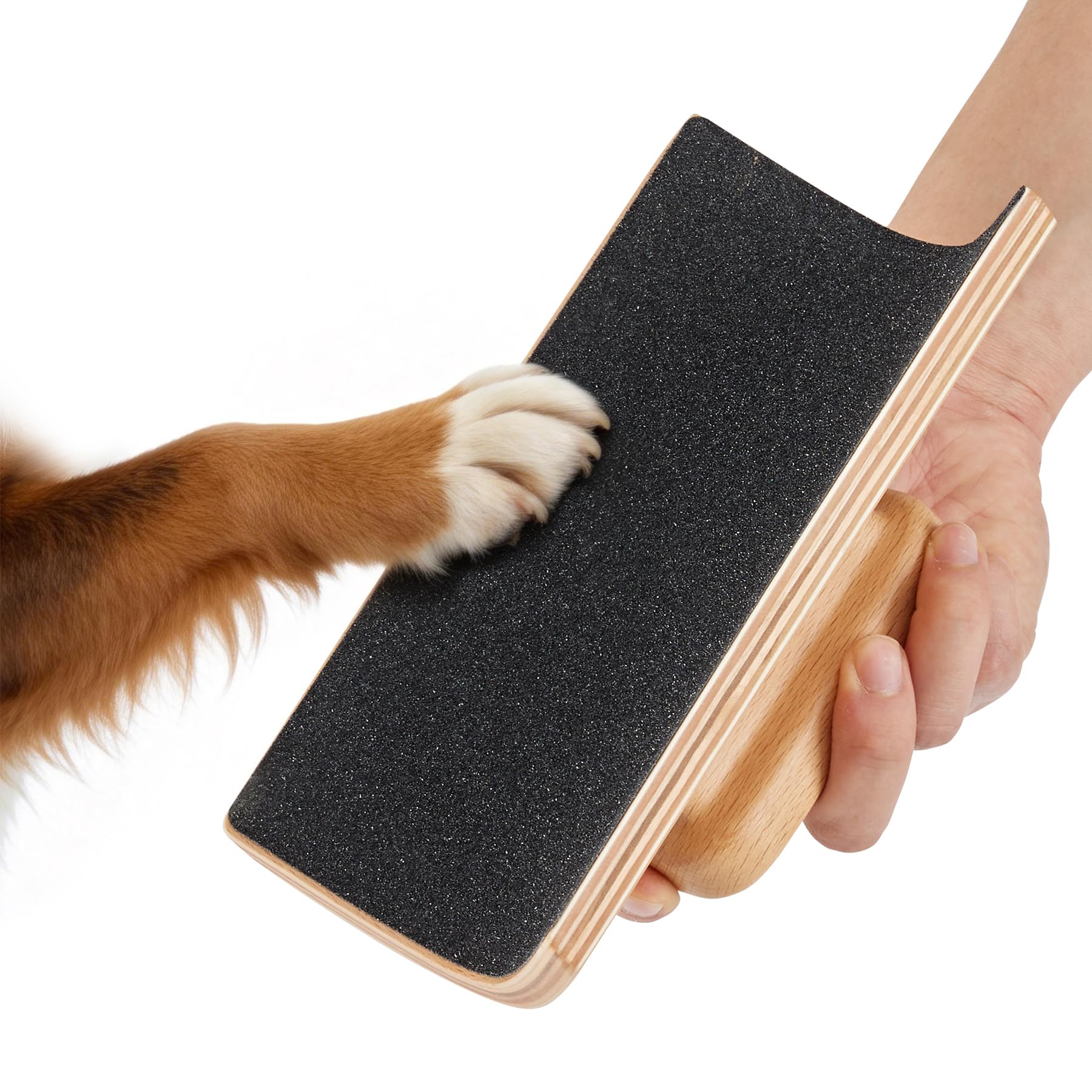 DOOKRON Handheld Dog Scratch Pad for Nail Grinding - Portable Dog Nail File with Curved Surface & 2 Replacement Sandpapers, Effective Grooming Tool for Dogs (L)