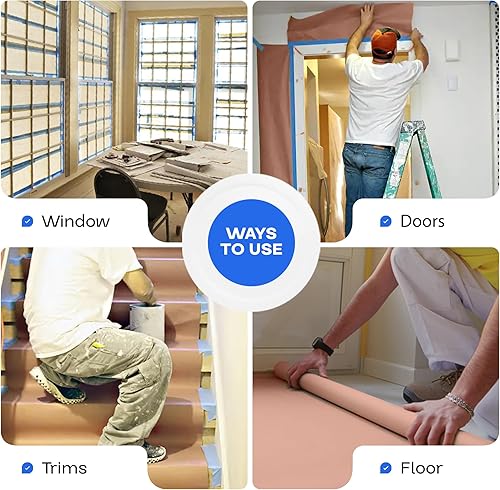 Miniatura 5 de IDL Packaging Papel de enmascaramiento de colofonia roja, 36 x 1992 pulgadas (166 pies), paquete de 4 (1992 pies cuadrados)  Revestimiento grueso