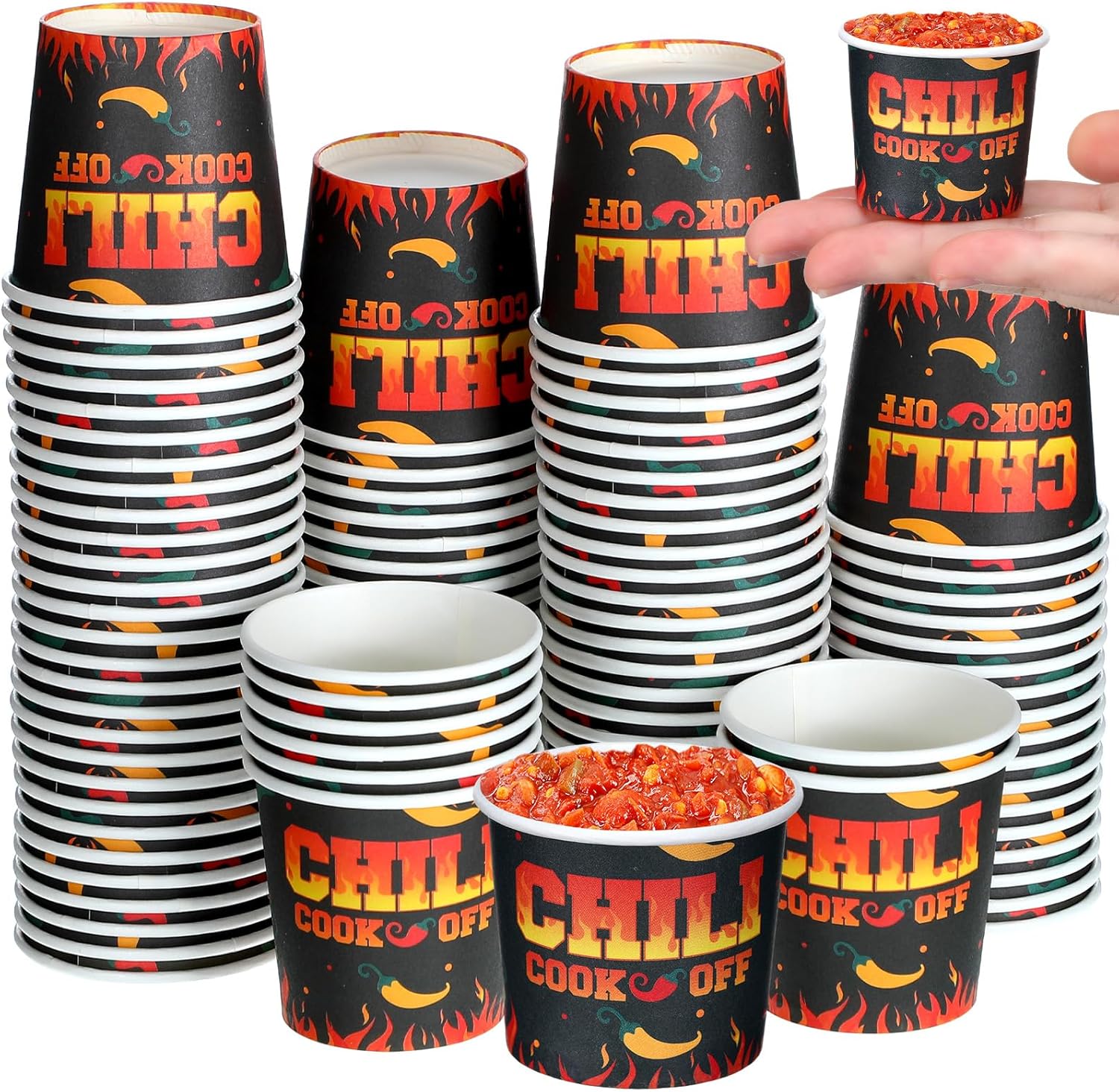 300 Pcs 4 oz Chili Cook off Decorations Mini Chili Cook off Cups Disposable Food Sample Cups Small Tasting Paper Bowls for Mexican Party Supplies 300 4 oz