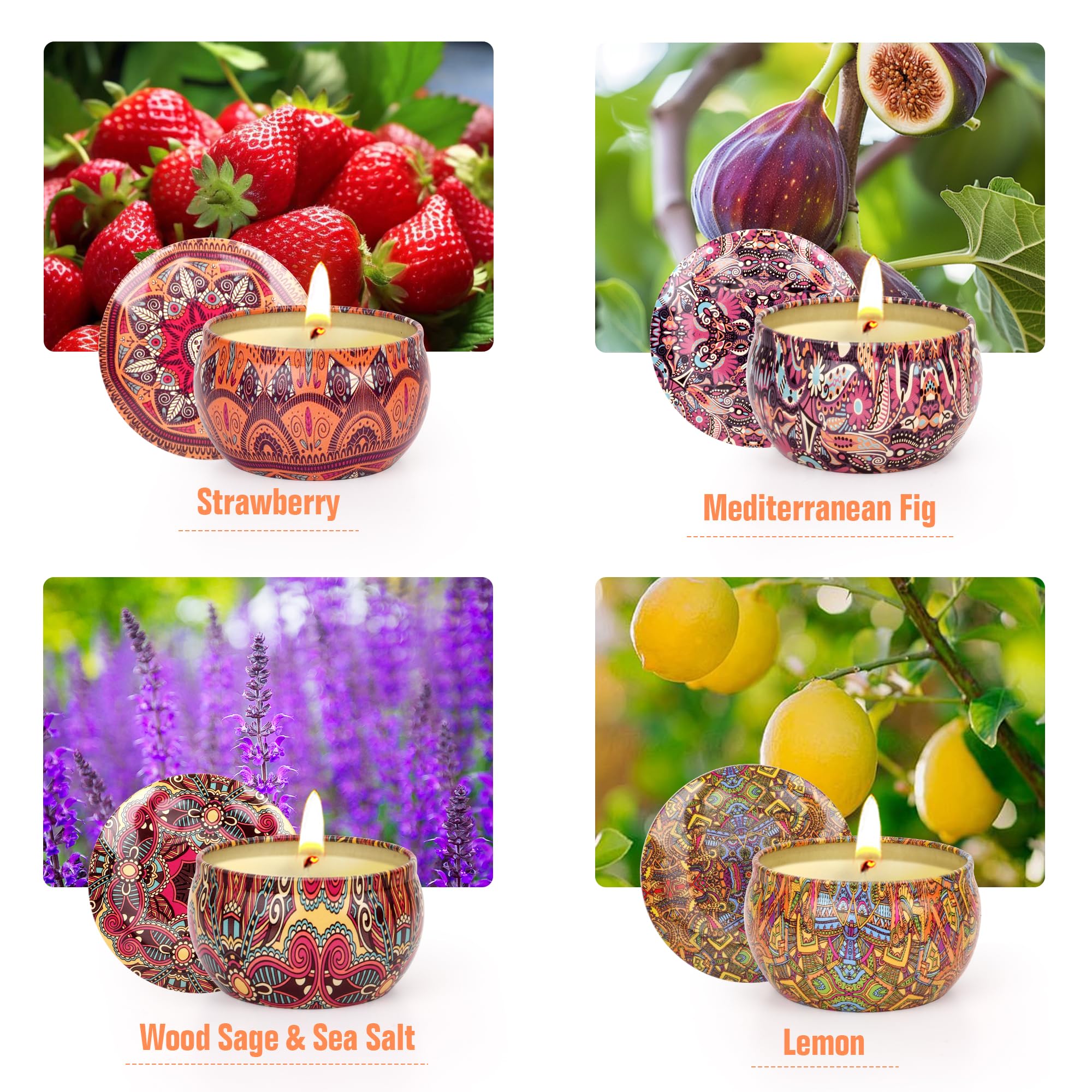 Duftkerzen Set 4 Stück - Geschenk Für Frauen Mit 4 Düften