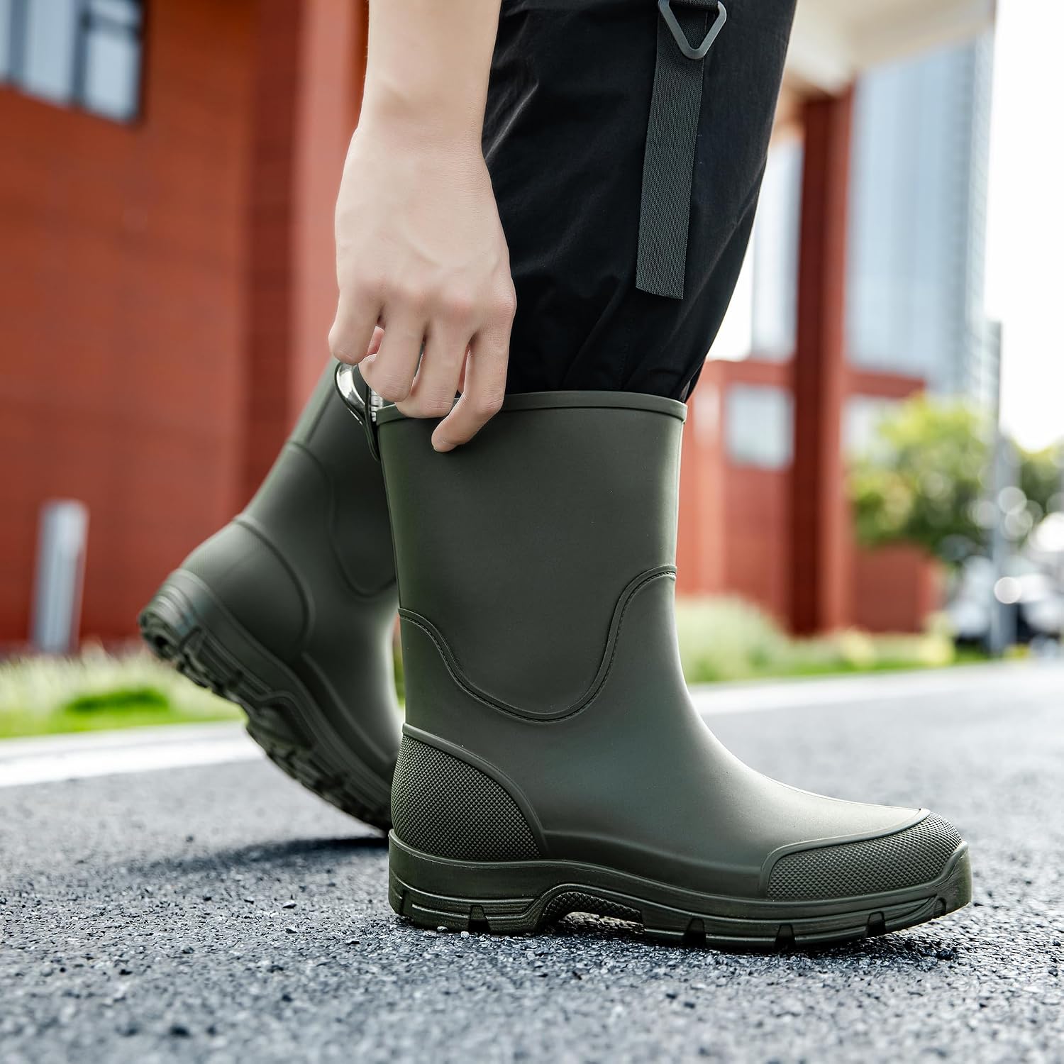 WOWSTICK Waterproof Rain Boots for Men and Women Lightweight Slip Resistant Fishing Deck Garden Mid-calf Outdoor Work Booties