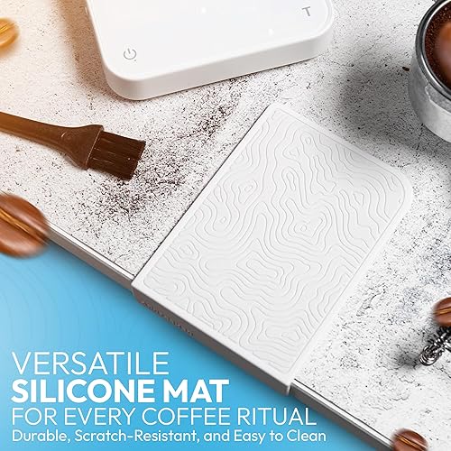 Miniatura 6 de Mini báscula de café con temporizador  Báscula digital de peso barista con alfombrilla de manipulación con patrón de diseñador, 0.00 oz de alta