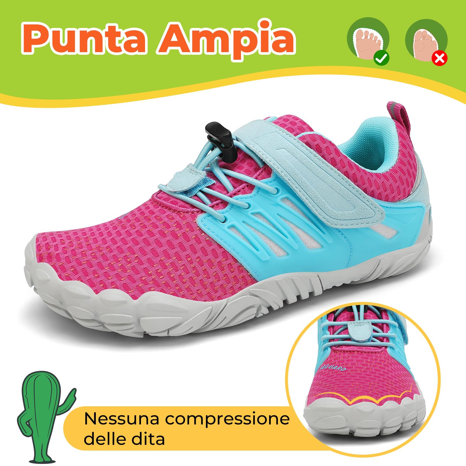 SAGUARO Barefoot Shoes Bambini Traspiranti Scarpe Barefoot Ragazzi Ragazze Scarpe Minimaliste Gr.24-36