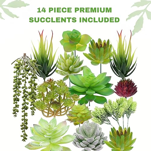 Miniatura 2 de Maceta colgante de luna, 14 piezas de suculentas artificiales, ideal para plantas de aire, mini cactus, sintéticas, plantas bohemias, plantas de