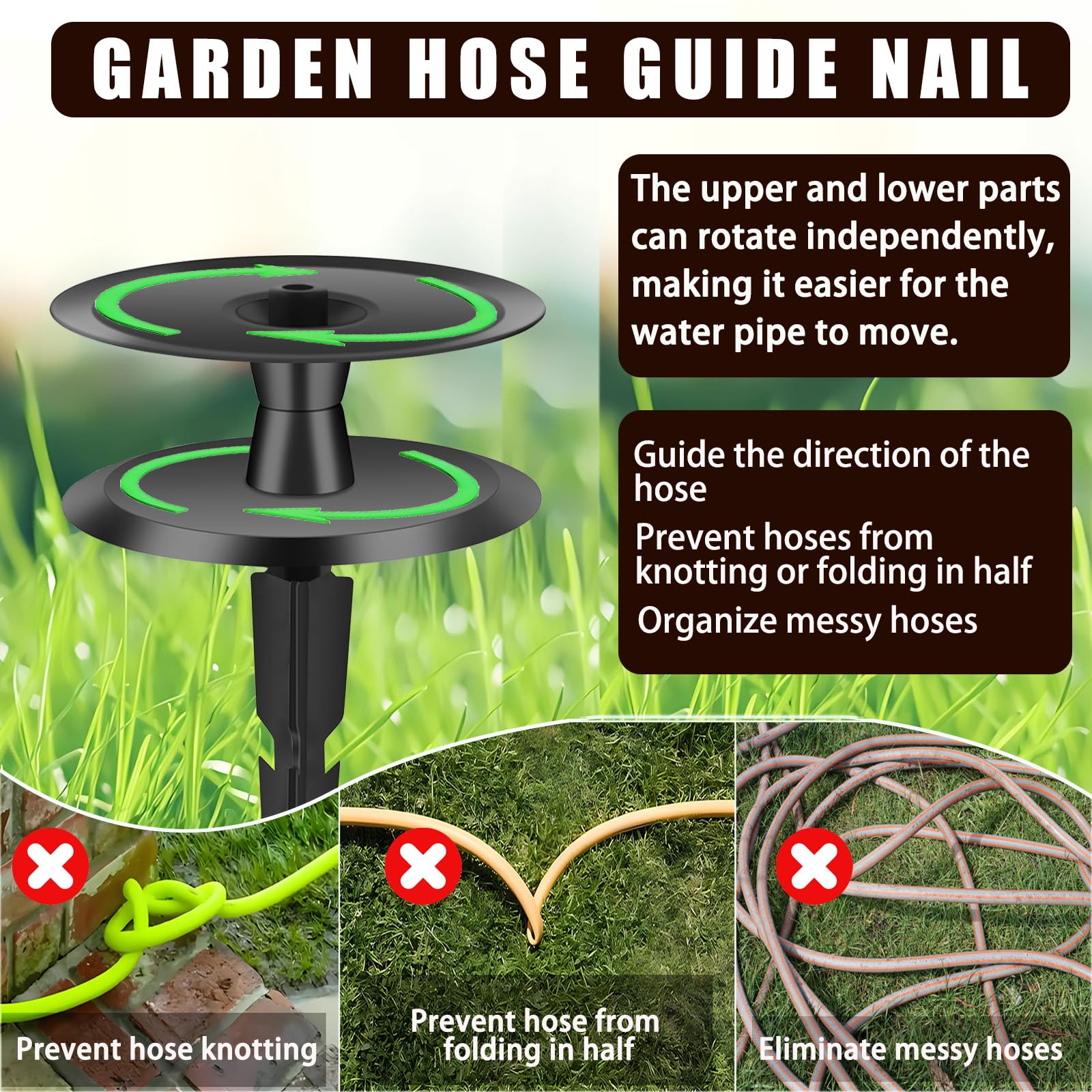 4 puntas de guía de manguera de jardín, guías de manguera de metal para jardín, resistentes, guías de manguera de jardín de hierro fundido para exteriores, estacas de guía de manguera con