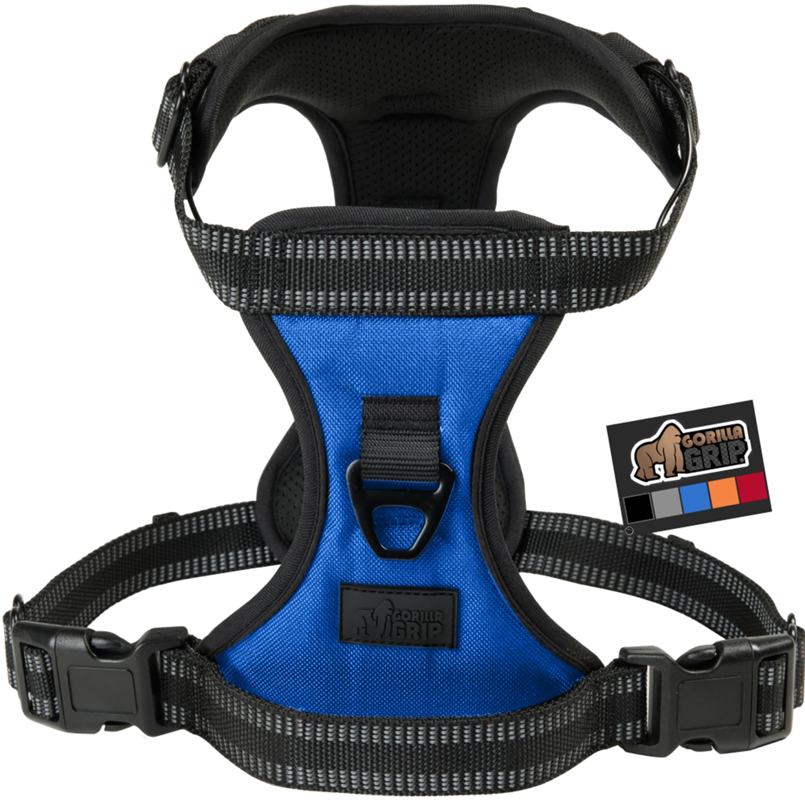 Photo 1 of **FITS IN A LARGE** Gorilla Grip Comfortable Durable Dog Harness with Handle, Pet Leash Clips on Chest or Back for Walking, Padded Mesh Pets Vest, Adjustable Reflective Straps, Puppy Training, Blue X-Large (Chest: 21" - 38") Royal Blue