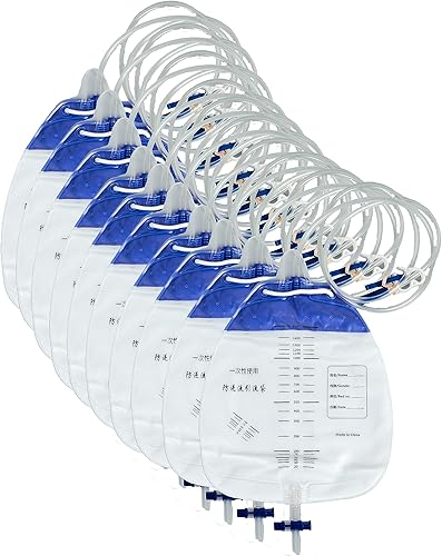 Bolsas de drenaje urinario con drenaje de tubo de 48 pulgadas, clips y gancho para colgar, bolsas de orina con cámara antirreflujo, bolsa de