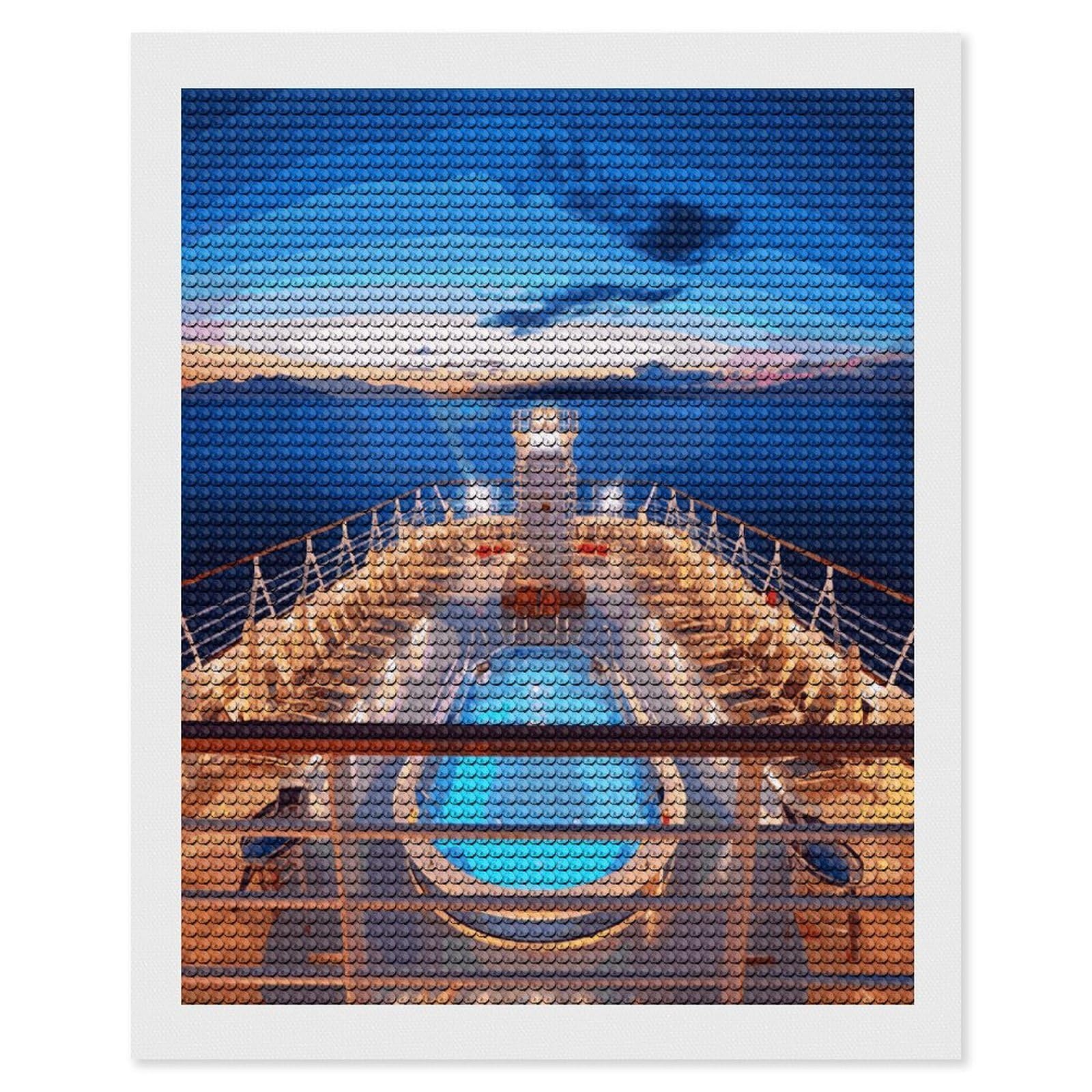 Pool Party Cruise Ship Diamond Painting Kits for Beginners DIY Diamond Art Kits for Adults Full Drill Round Diamond Dot Gem Art Painting Fun DIY Crafts for Home Kitchen Wall Decor Gift 16"x20"