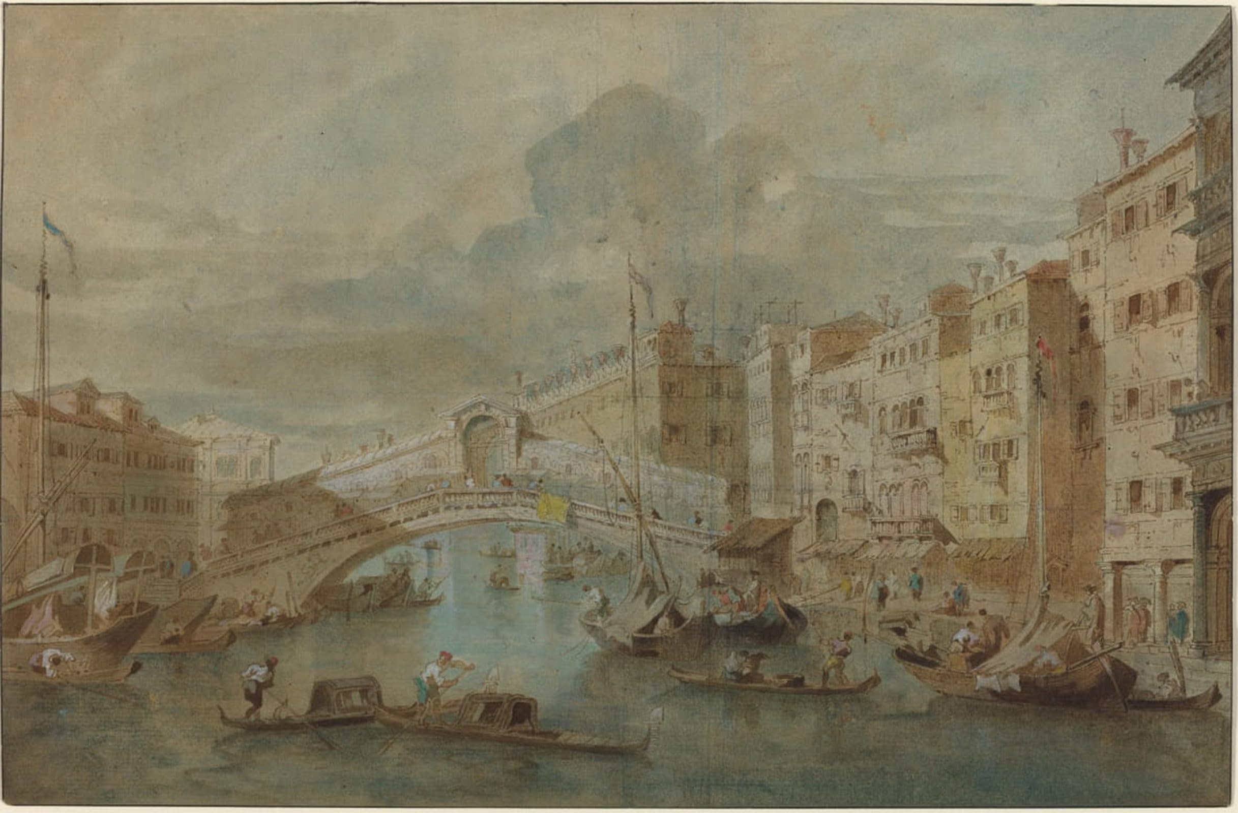 Serendipitp No Frame Abstract Painting Mural Print Picture Wall Decor Painting View Of The Rialto Bridge By Francesco Guardi Vintage Wall Artwork For Home Decor 60X90cm