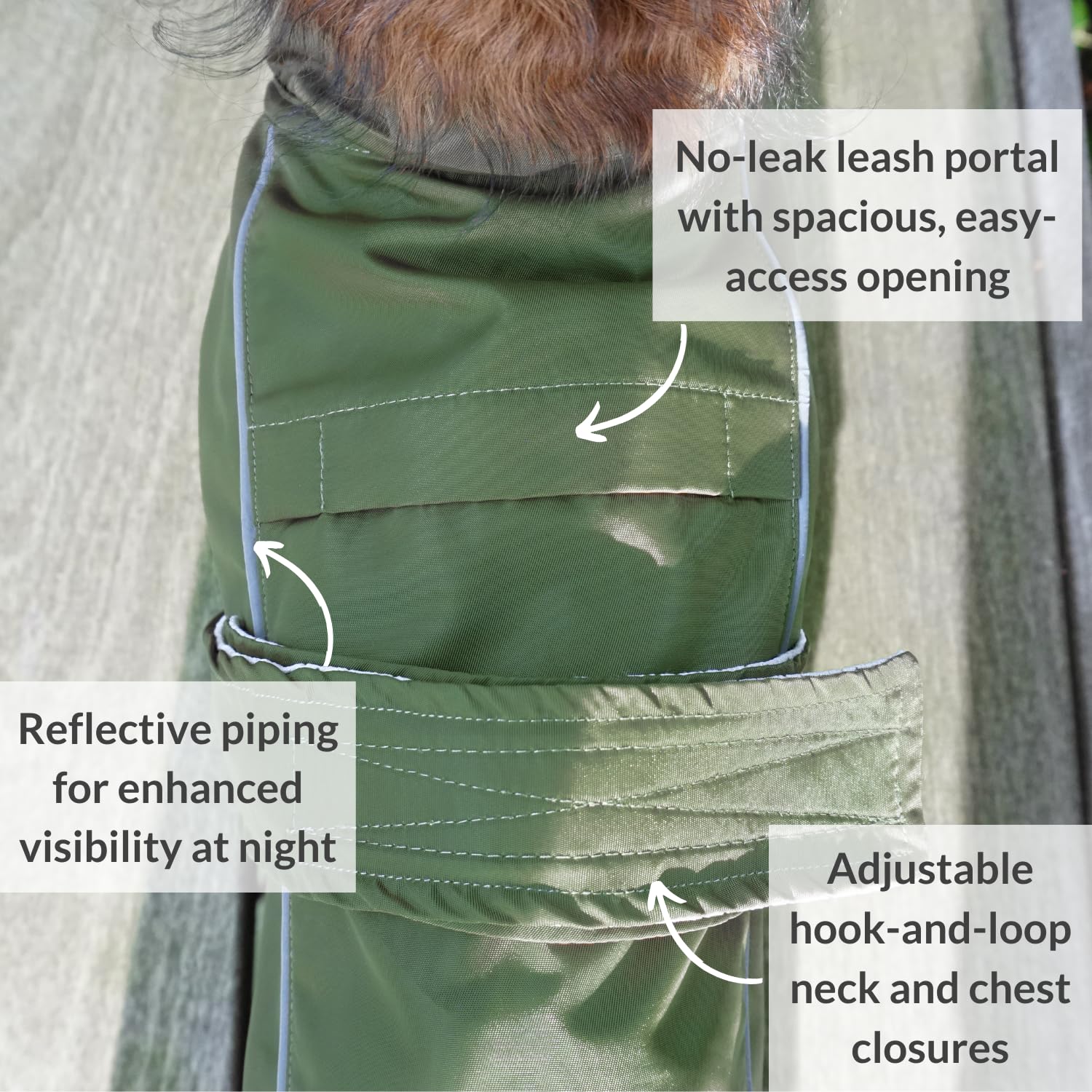 DJANGO Hundejacke und Regenmantel – leichter, wasserabweisender Mantel für kleine, mittelgroße und lange Hunde wie Dackel – reflektierend, verstellbare Passform, Geschirr-kompatibel und leicht