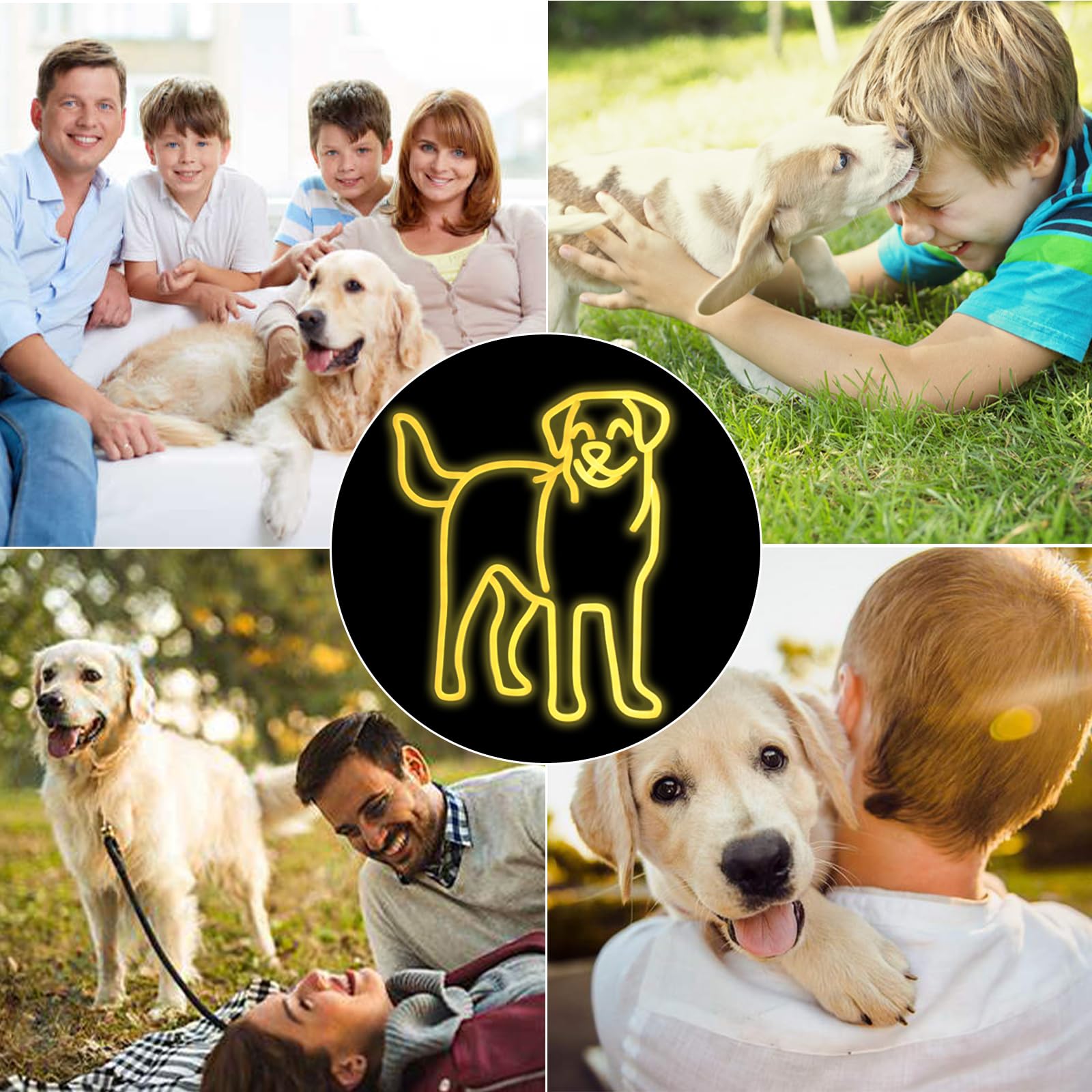 Labrador & Golden Retriever Neon Sign – 14"x12" Dimmable USB Powered Dog LED Sign, Pet Lover Wall Decor For Bedroom, Living Room, Dog Café, Gift For Pet Owners, Animal Night Light For - View #3