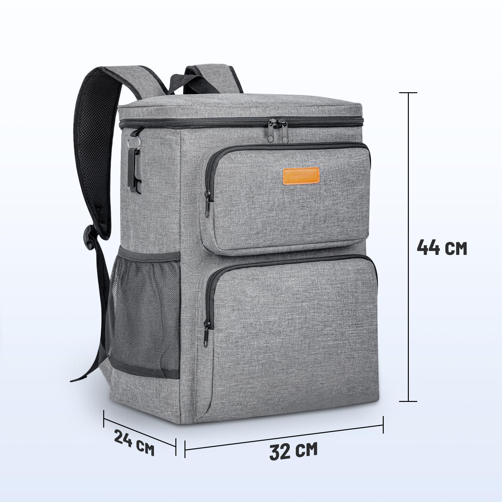Zaino Termico Isoterma Impermeabile 33L Borsa Frigo Porta Pranzo per Spiaggia Grigio