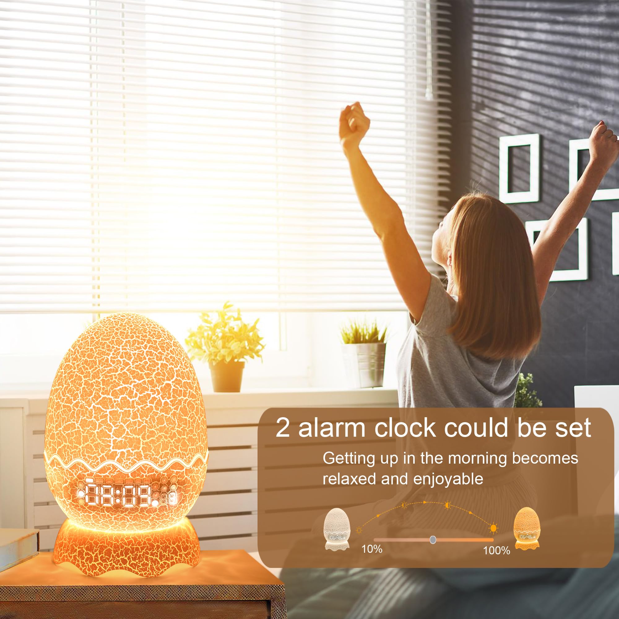 Dragon Egg Alarm Clock with Night Light White Noise Bluetooth Speaker, Dragon Clock 16 Color Decor Light with Remote Control /Timer /Dim?Dragons Gifts Birthday Xmas Holiday Gift for Kids/Boys/Girls