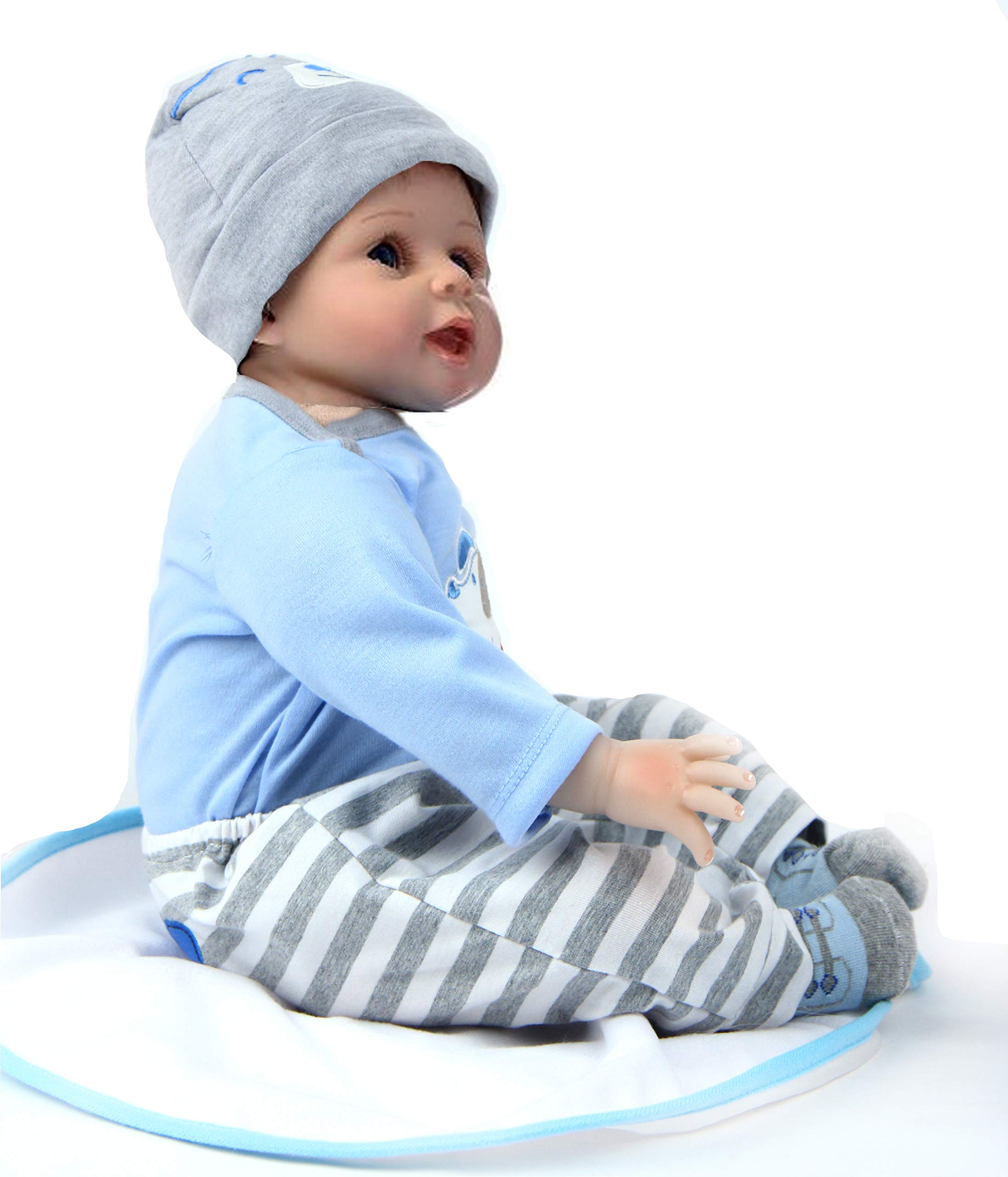22 Pollici 55cm Bambole Reborn Maschio Silicone Morbido Vinile Vita Reale Realistico Fatto a Mano Giocattoli per Neonati Regali di Natale Reborn Baby Doll