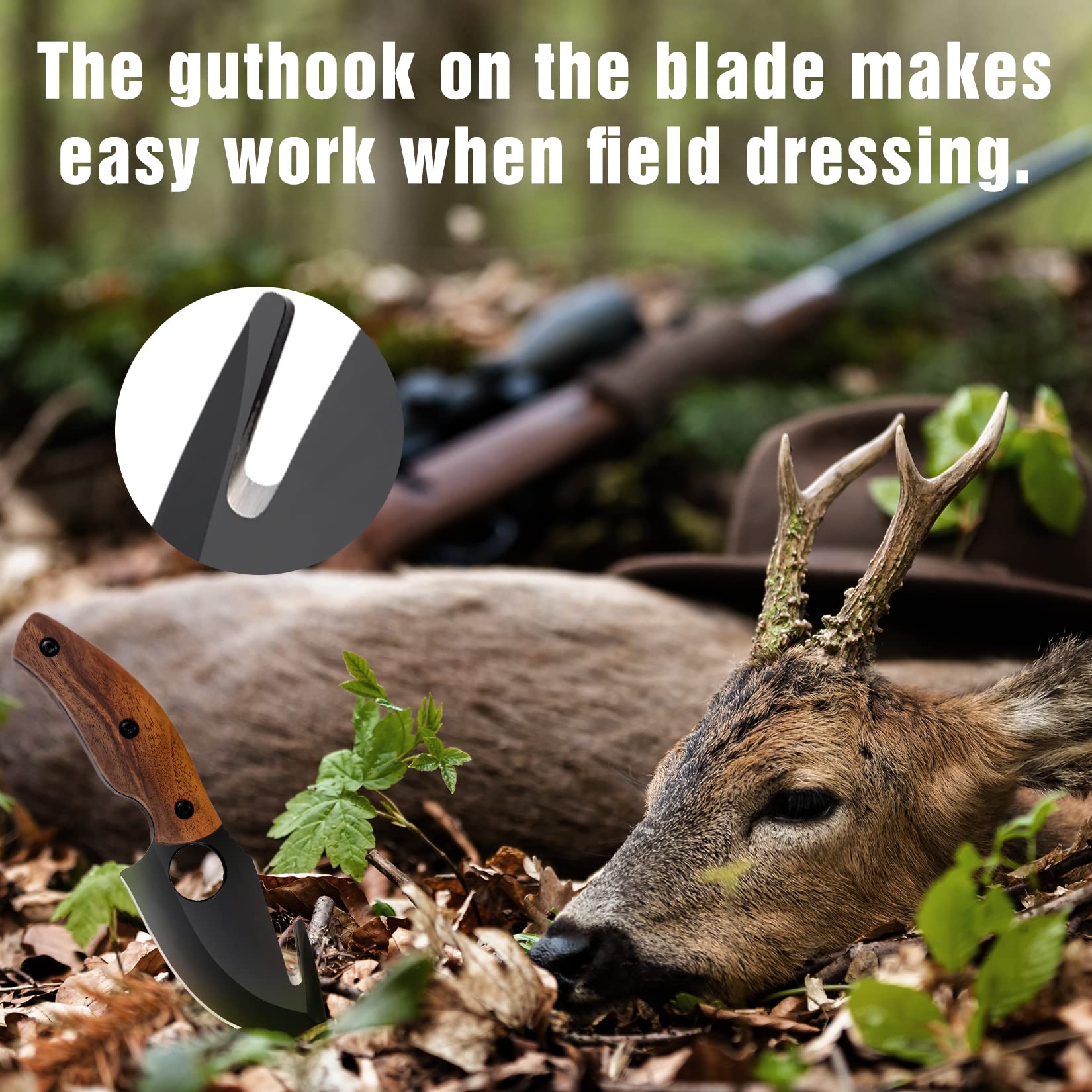 Buy Swiss+Tech 2PC Fixed Blade Hunting Knife Set, 61/2" Skinning Knife and 7” Gut Hook Knife