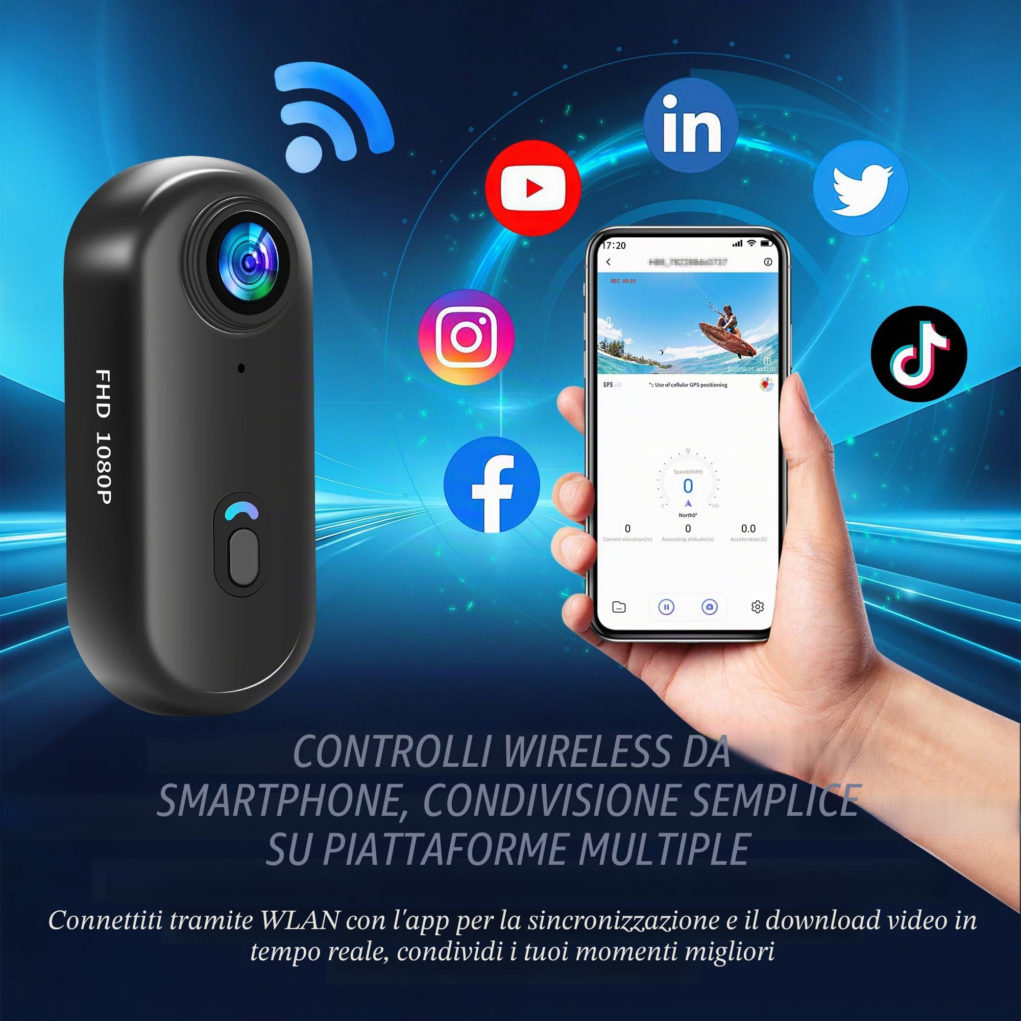 Action Cam Con 64G, 1080P Sport Camera, Bodycam Polizia Professionale, Fotocamera Sott'acqua 30M Videocamera, Mini Telecamera Dash Cam Videocamera, Fotocamera per Conferenze Viaggio