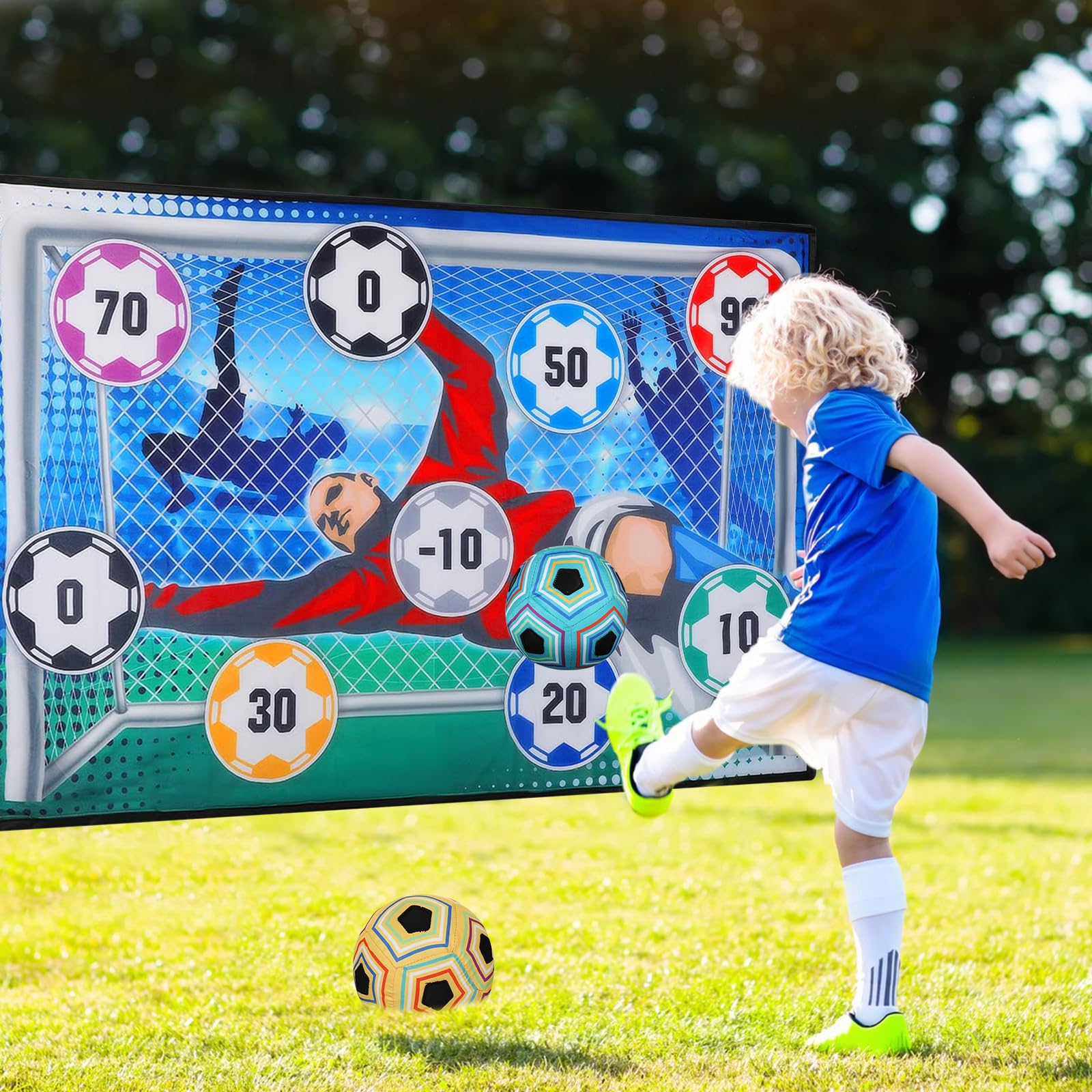 KOIROI Set da Gioco con Pallone da Calcio per Bambini di 3 4 5 6 7 8 Anni, Gioco del Lancio del Calcio Giochi da Esterno per Bambini Gioco Calcio, Regalo di Compleanno per Ragazzi e Ragazze
