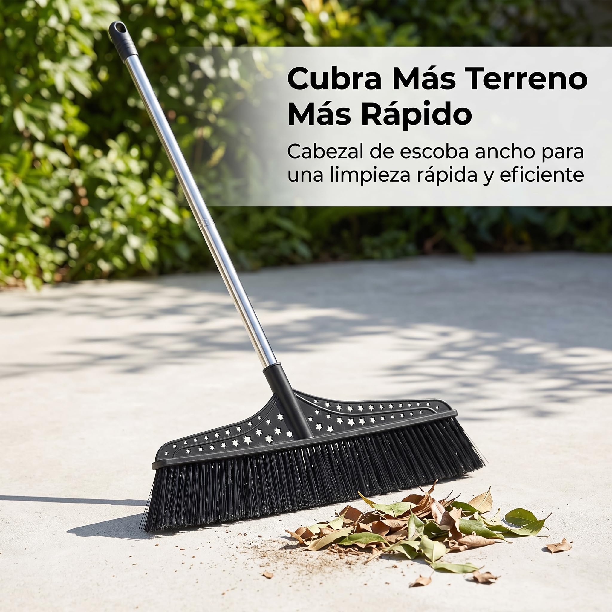 MagiDeal Escoba Exterior para Patio Escoba Cepillo Barredora Limpiador con Cerdas Que Retiran Hojas y Polvo Cabezal Amplio y Mango Extendido Ergonómico, 70 cm