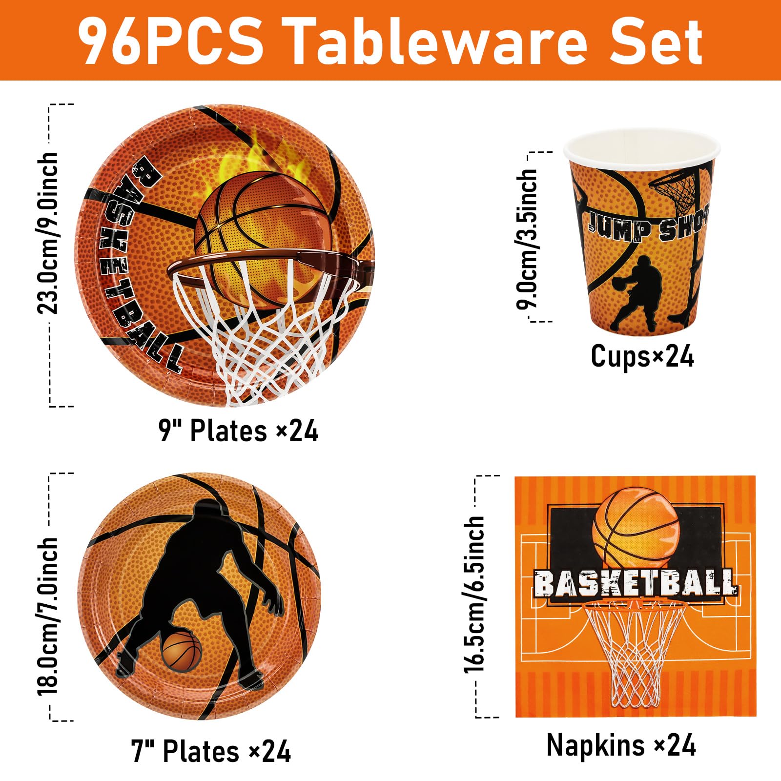 96 pezzi NBA Basket Stoviglie Accessori con piatti di carta Tazze e tovaglioli per NBA Sport Temed Compleanno Baby Doccia Decorazioni