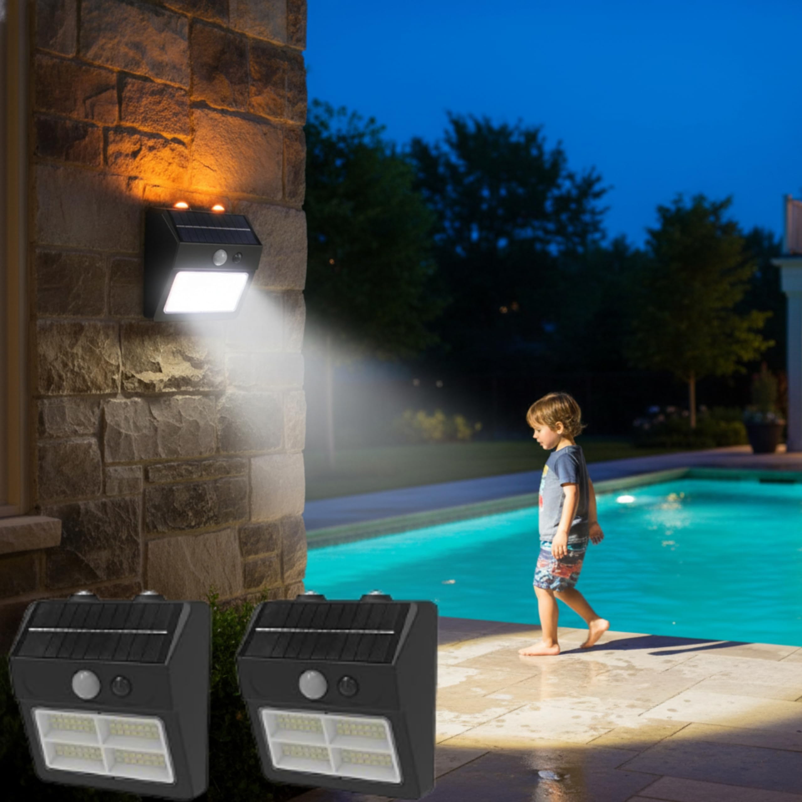 Solar Lights for Wall Security Motion Sensor Waterproof LED Lamp for Outdoor, Garden Lights Outdoor Waterproof, Home, Balcony, pathway (pack of two)