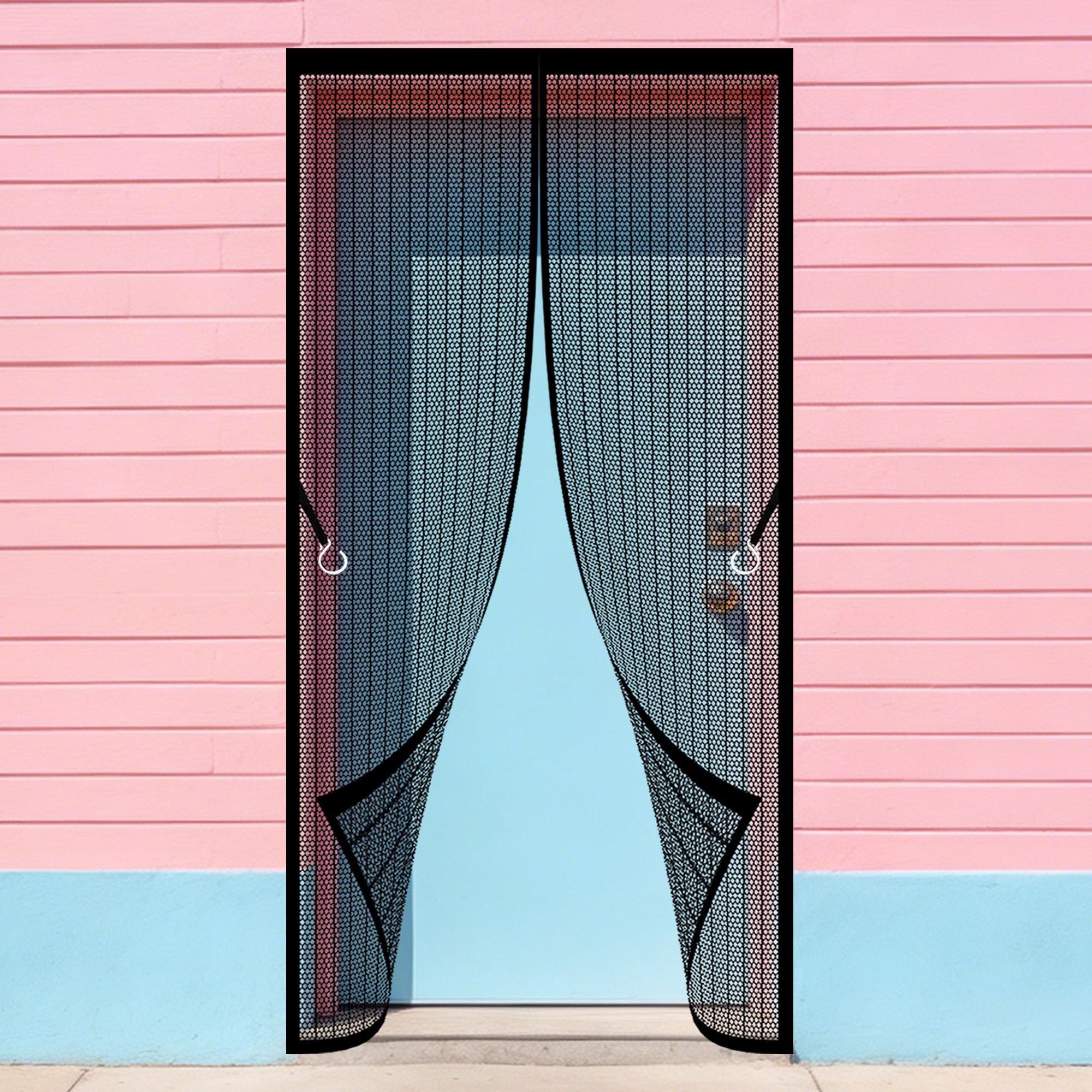 Rideau anti-mouches pour porte 119 x 281 cm moustiquaire magnétique noir