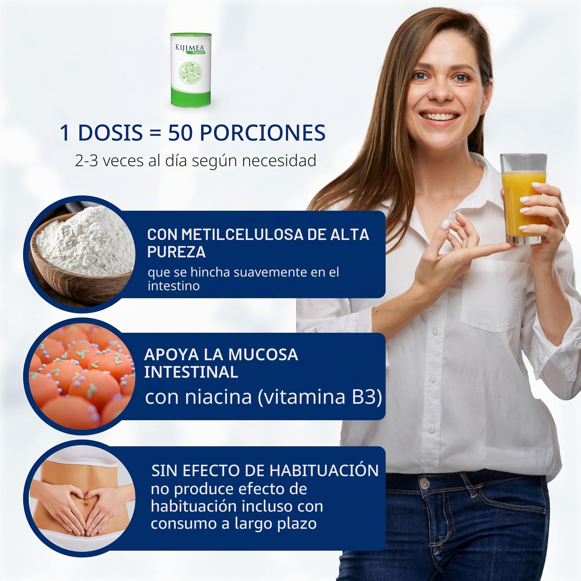 KIJIMEA® Regularis – Para una nueva sensación intestinal | Con metilcelulosa y niacina para apoyar la mucosa intestinal – 500 g