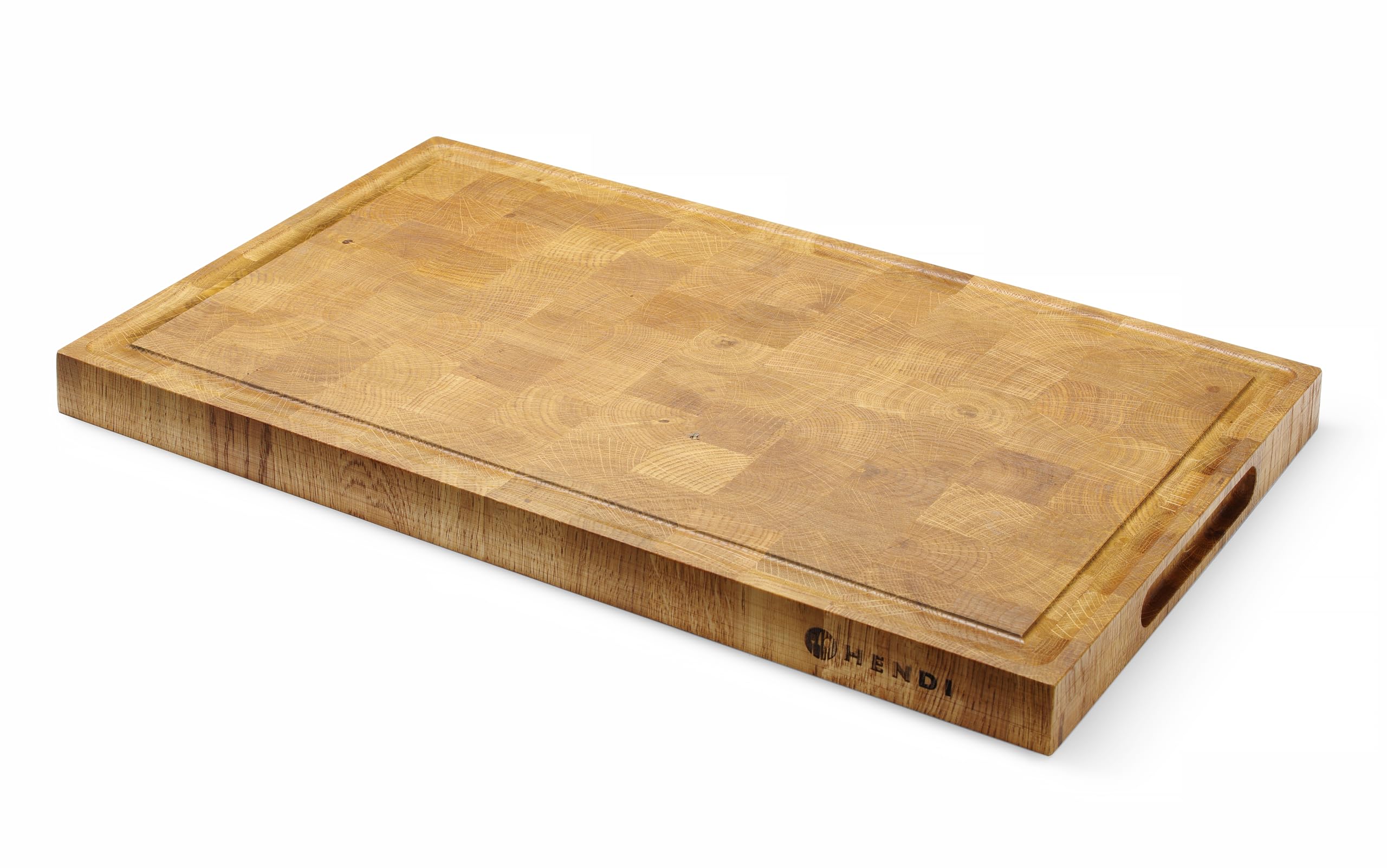 Planche de cuisine en chêne assemblé en bout HENDI 530x325x35mm avec rigole