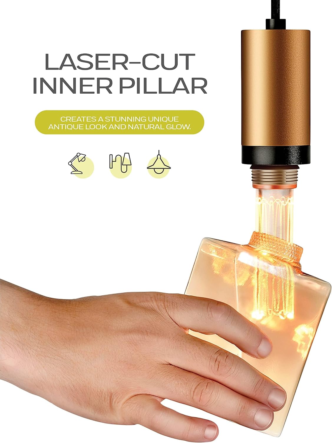 Next Glow Decorative Light Bulb ICE Style Shaped E26 Edison Bulb Medium Base, Dimmable, 4W Amber 2000K Soft Warm Vintage Edison Light Bulb, with Acrylic Inner Pillar Unique Light Bulbs for Home
