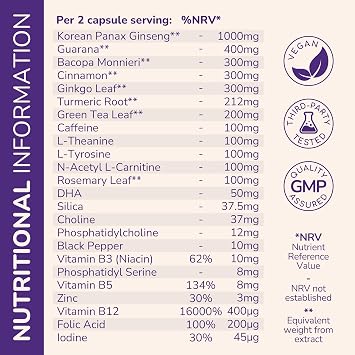 BrainFlex - Nootropic Brain Supplement for Focus and Energy - 60 Capsules