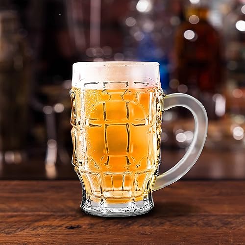 Miniatura 6 de DISCOUNT PROMOS Juego de 6 tazas de cerveza de vidrio con hoyuelos de 17.75 pulgadas, paquete a granel, utensilios de bar, ideales para festivales
