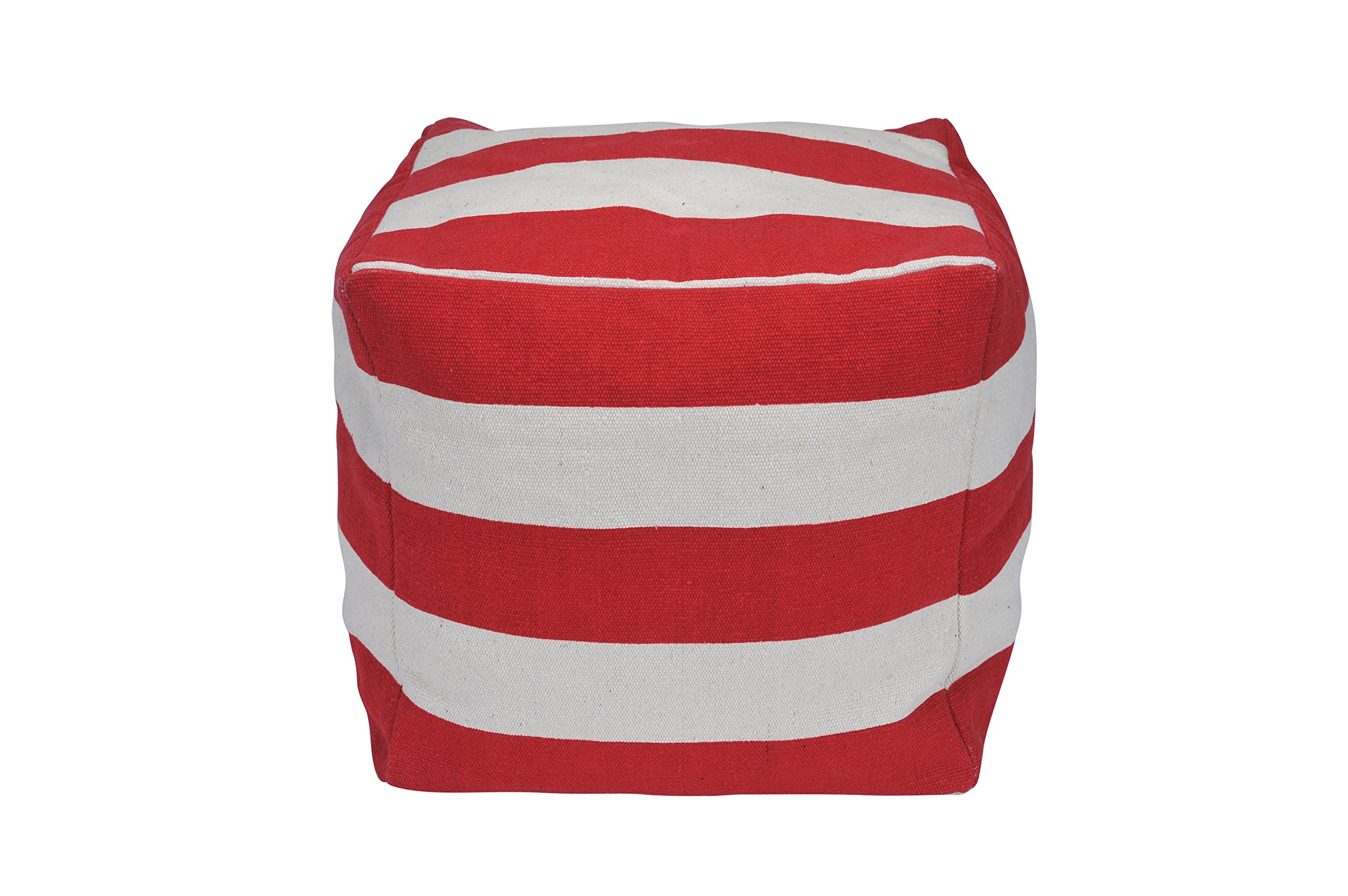 Urban Lifestyle Shop Striped Square Pouf, Red