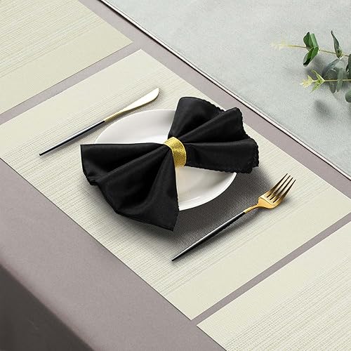 Miniatura 12 de AHHFSMEI Juego de 6 manteles individuales para mesa de comedor, manteles individuales de vinilo tejido de plástico, antideslizantes, aislamiento