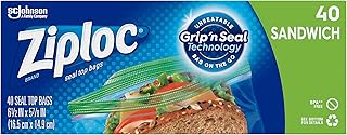 Ziploc Sandwich and Snack Bags for On the Go Freshness, Grip 'n Seal Technology for Easier Grip, Open, and Close, 40 Count