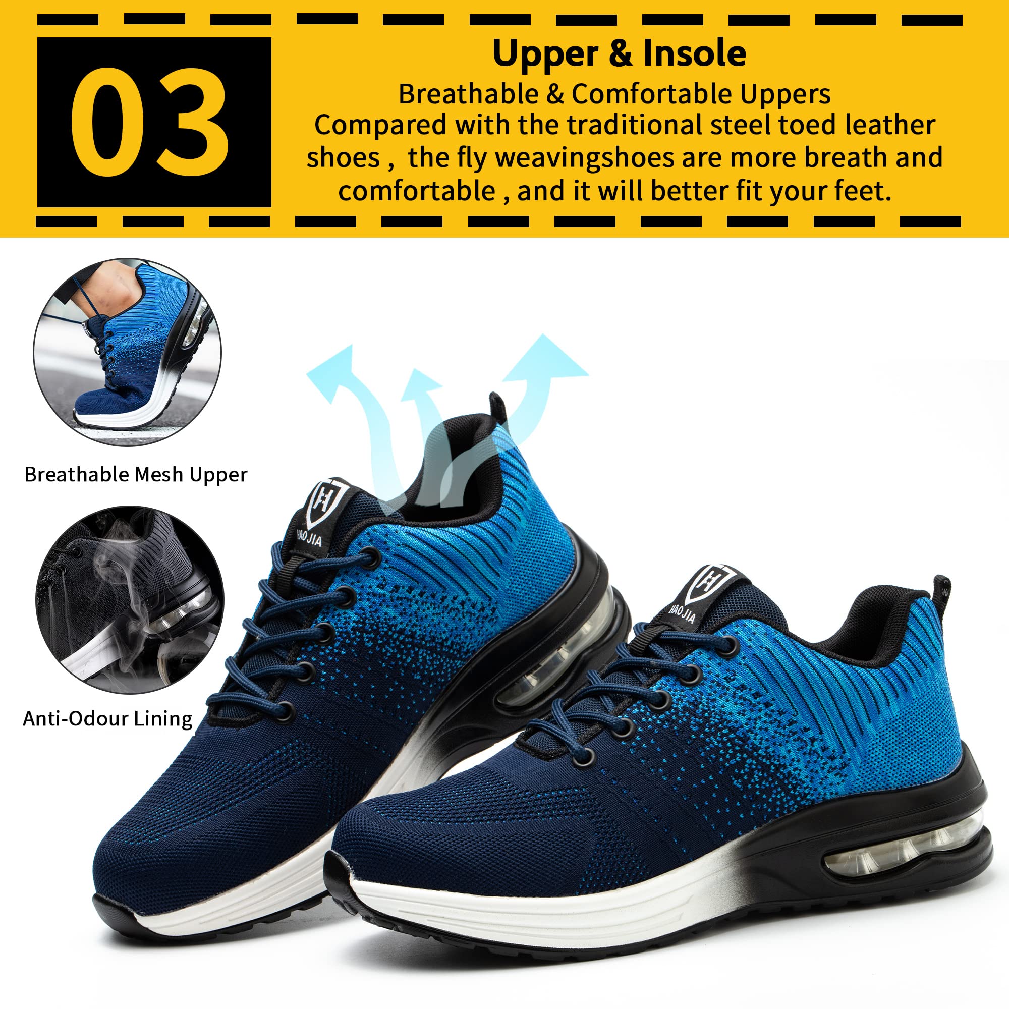 Scarpe Antinfortunistiche Scarpe da Lavoro Scarpe Sportive Leggere con Punta in Acciaio Sneakers Traspiranti con Puntale in Acciaio Uomo o Donna Taglia 35-46