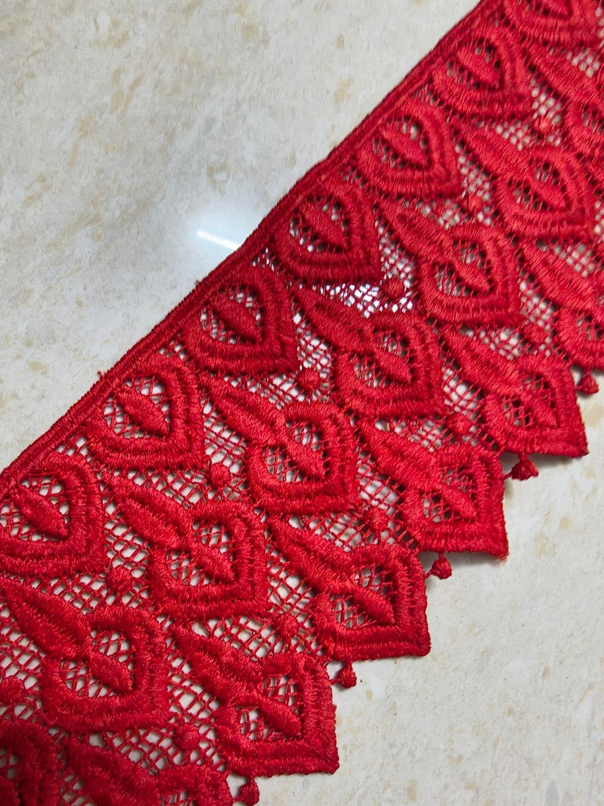 Red Cotton Lace Border 3 Meter | 3.2 Inch Wide | Soft Durable Designer Lace for Kurtis, Suits, Lehengas, Dresses, Made in India | Blouse Saree Dupatta Lace | Boutique Use-image-12