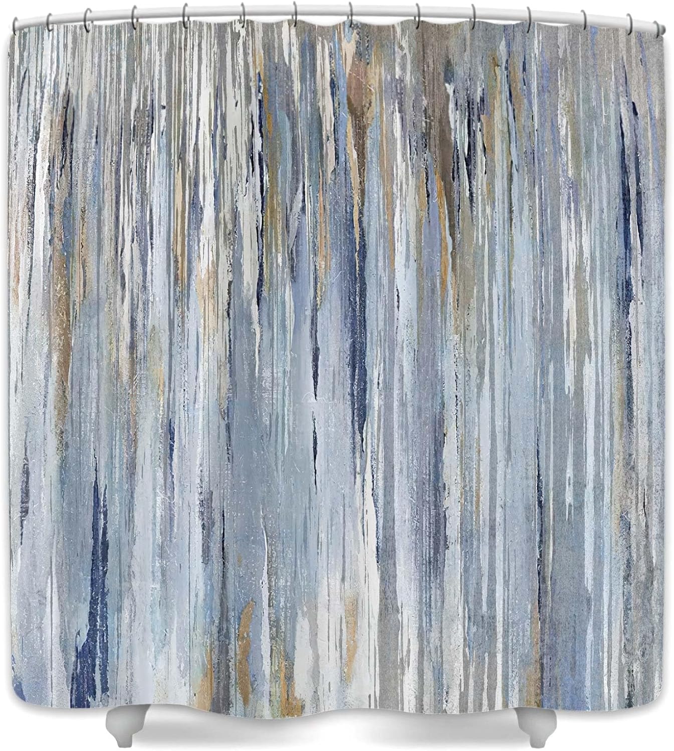 JAWO Abstract Shower Curtain,Modern Aesthetic Abstract Stripe Shower Curtain Set for Bathtub Bathroom, Gray Blue Brown Contemporary Abstract Painting Fabric Shower Curtains,Blue,70X75