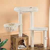 Vista 4 de Yaheetech Árbol para gatos, torre para gatos de 53 pulgadas con caja de arena de madera, árbol para gatos 2 en 1 con condominio, postes rascadores