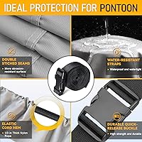 Vista 5 de Funda para pontón 1200D, cubierta 100% impermeable para lancha pontón de 17 a 20 pies, fundas de barco resistentes con cubierta de motor fuera