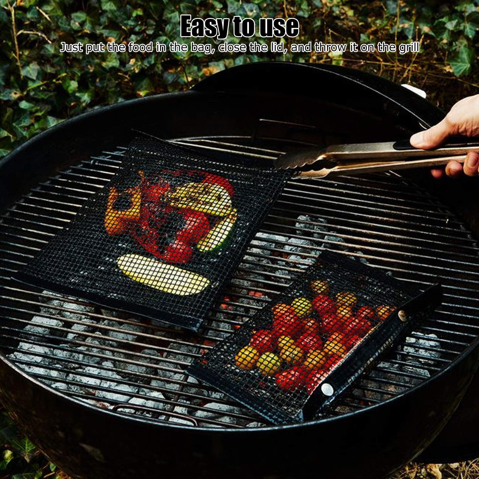HERCHR Sacchetto Per Griglia Riutilizzabile – 27x22 Cm – Antiaderente In PTFE – Per Barbecue, Pesce, Verdure E Carne