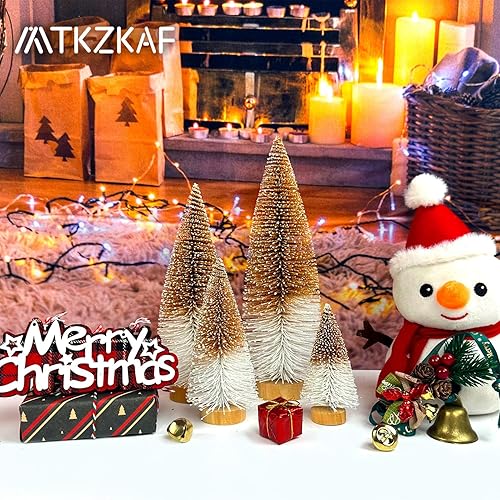 Miniatura 10 de MTKZKAF Árbol de Navidad en miniatura, árboles de pueblo de Navidad, cepillo de botella de Navidad, árbol de Navidad artificial de mesa, árbol de