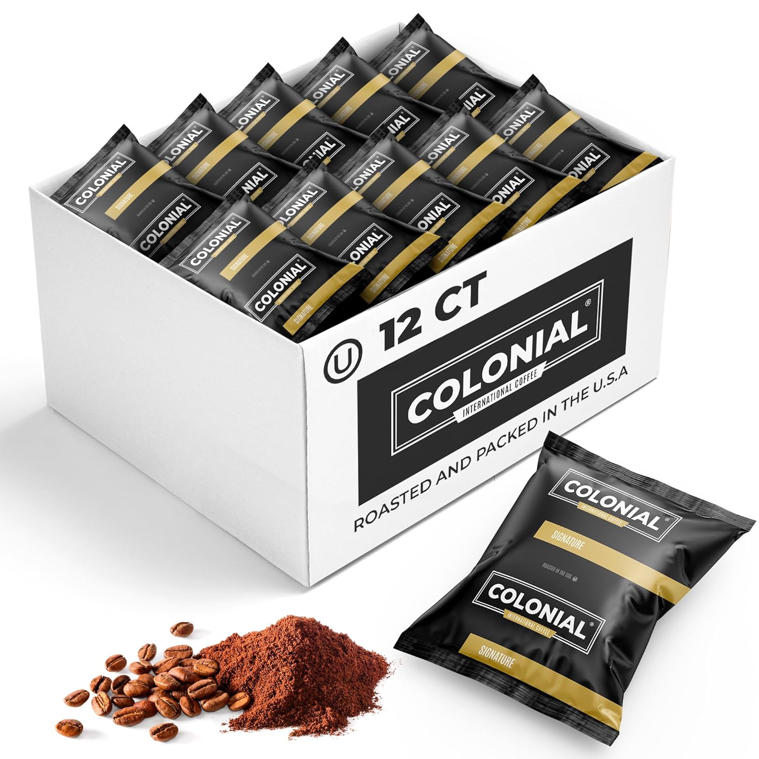 Colonial Coffee 12 Count Single Pot Coffee Packets – Signature Breakfast Blend, Medium Roast | Pre-Measured Frac Packs for 12 Cup Maker | Bulk Ground Gourmet Coffee for Home & Office - Image 1 of 7