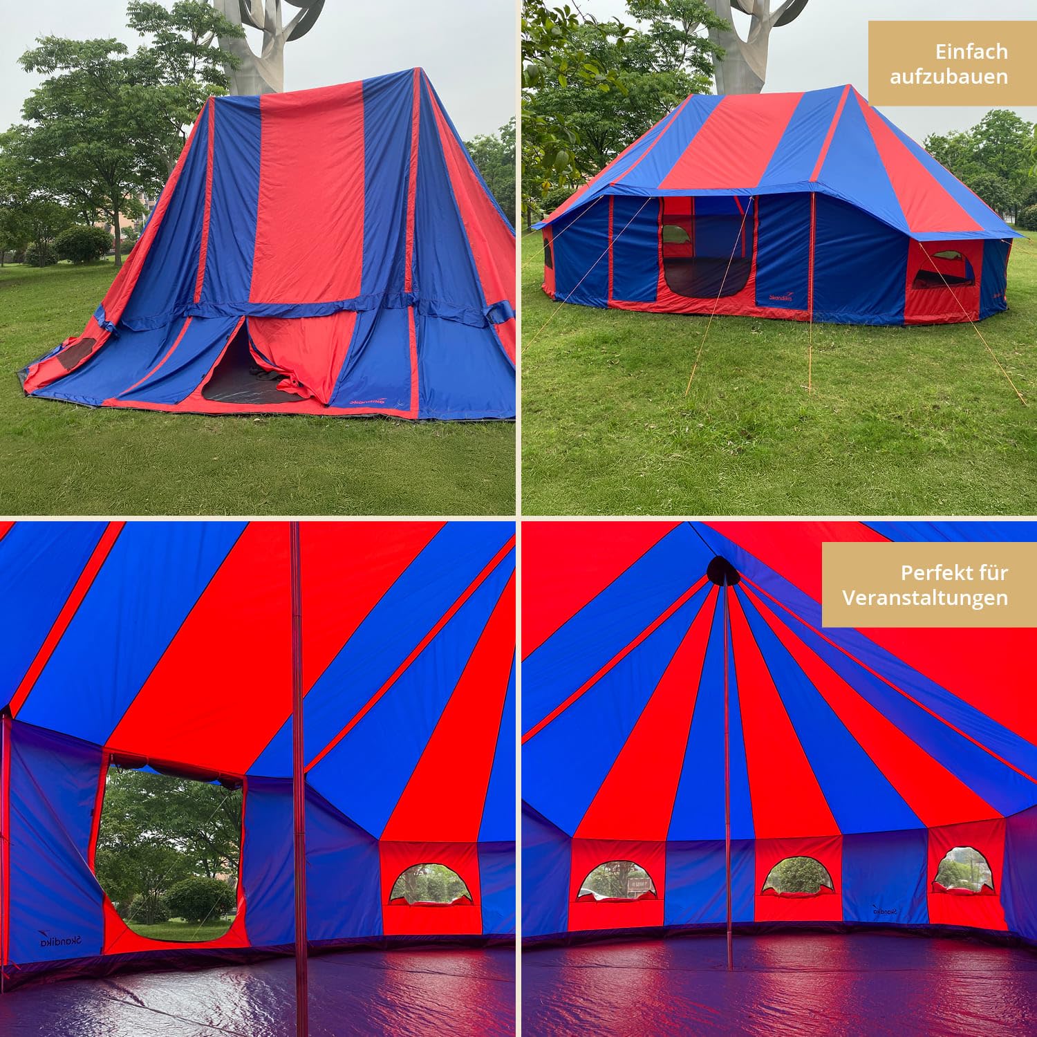 Skandika Eventzelt Morsom für bis zu 22 Personen | Großes Partyzelt mit eingenähtem Zeltboden, Tipi, 8 x 5 m, 3,5 m Stehhöhe, wasserdicht | Zelt für Camping, Veranstaltungen, Partys, Festzelt