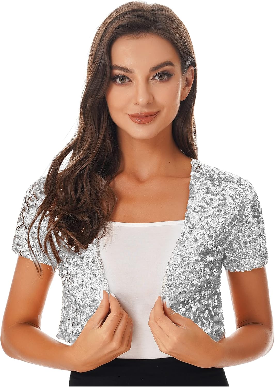 Moily Womens Mermaid Shiny Sequin Bolero Jacket Coat Blazer Cardigan Retro  Disco Shrug Crop Top Black One Size : Amazon.ca: Clothing, Shoes u0026  Accessories