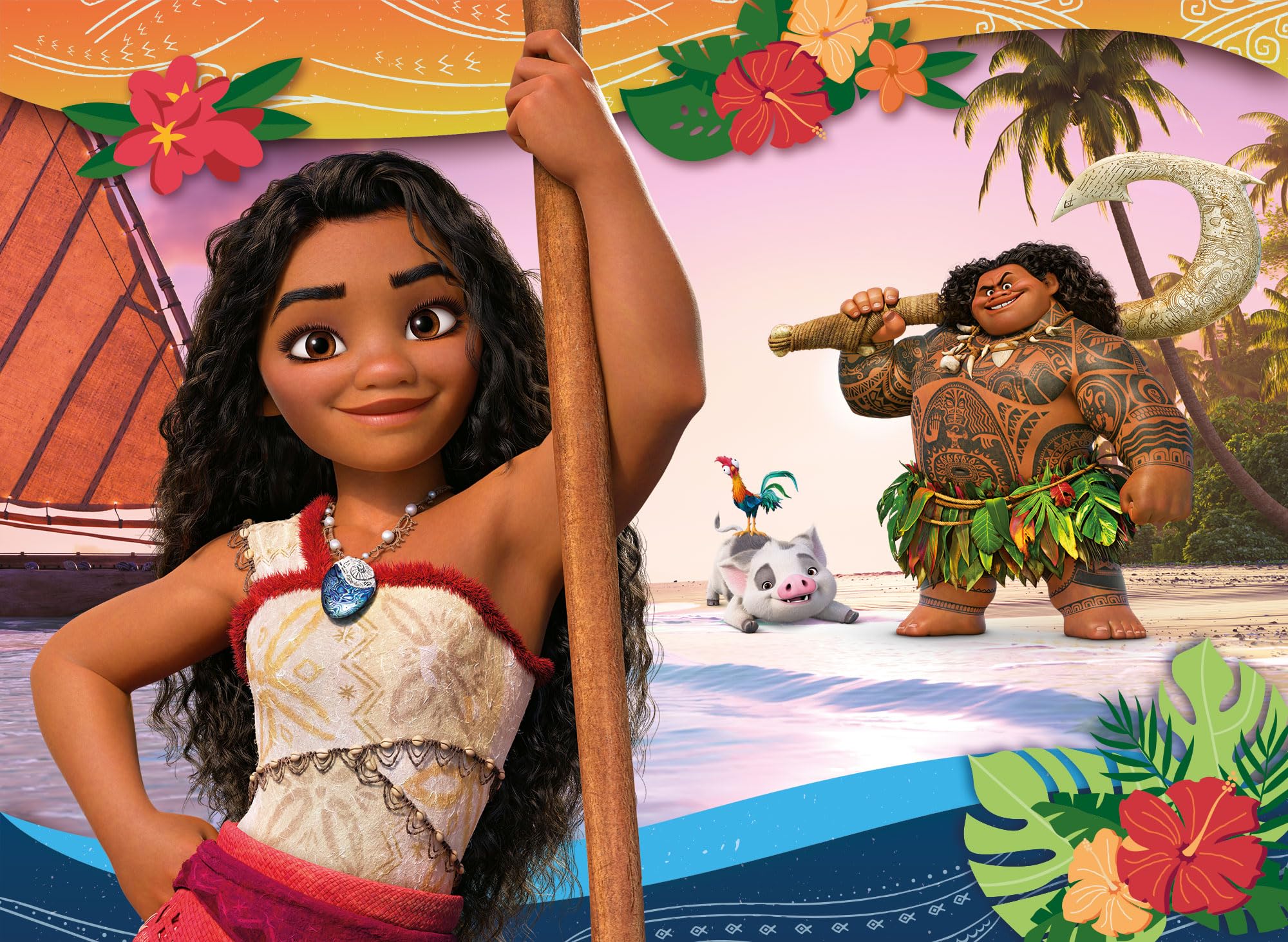 Lisciani - Puzzle DISNEY VAIANA 2 - Puzzle de 48 Piezas de Doble Cara para Niños a Partir de 4 Años - Dorso para Colorear - 25x35 cm - Actividad Creativa - 100% Reciclable - Regalo de Cumpleaños